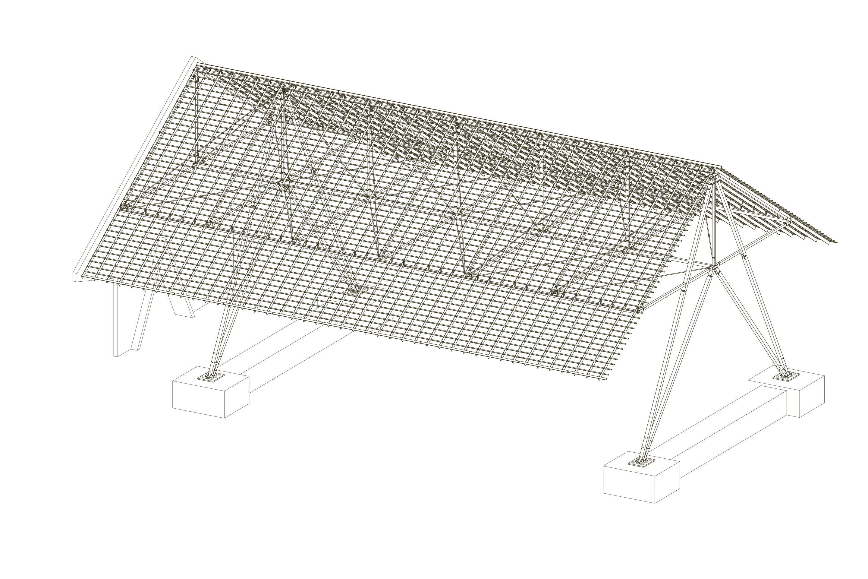 Koch Park Zürich Stahlhalle Tragwerk Axonometrie