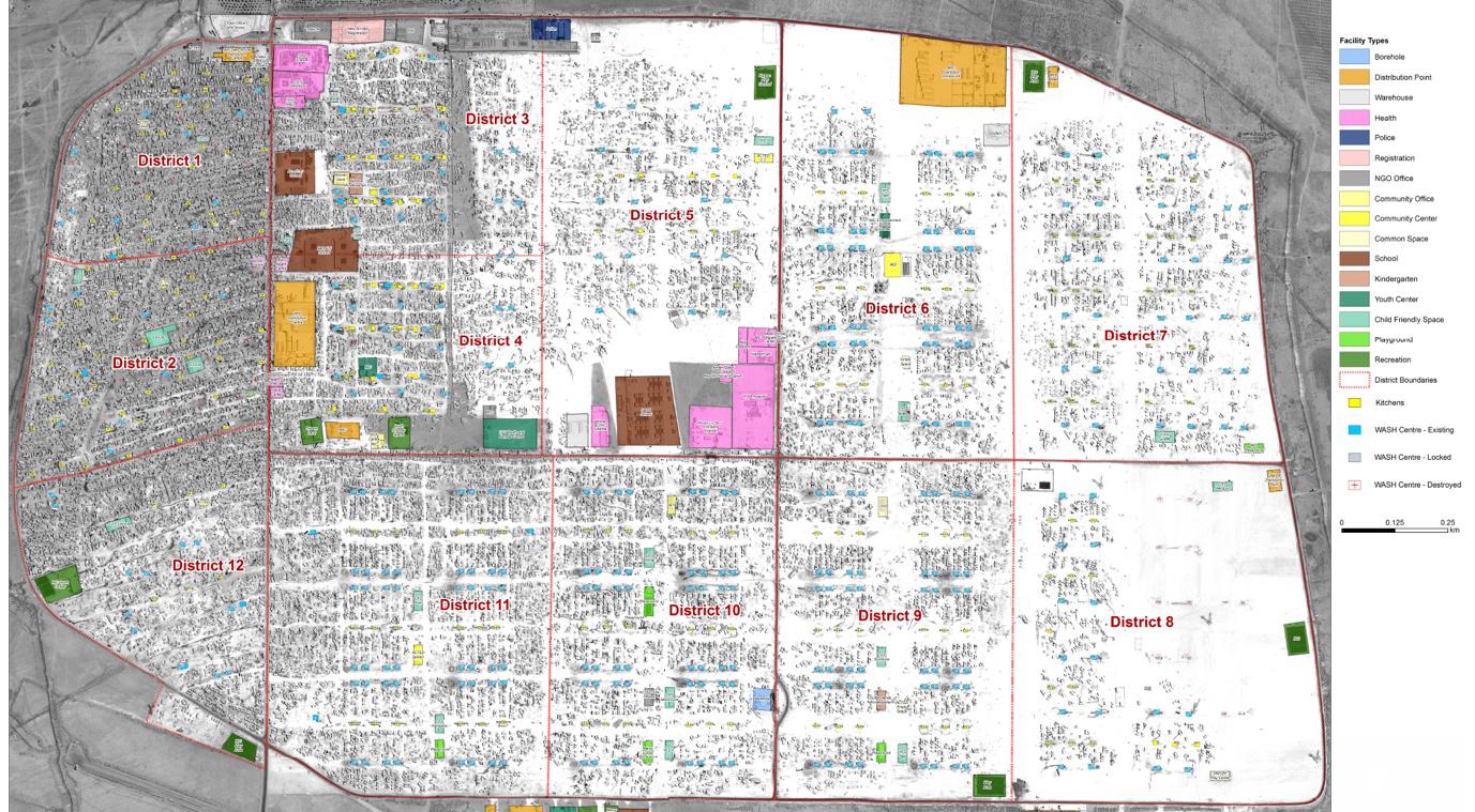 Infrastructure and Facility Distribution in Zaatari Refugee Camp, 2013.