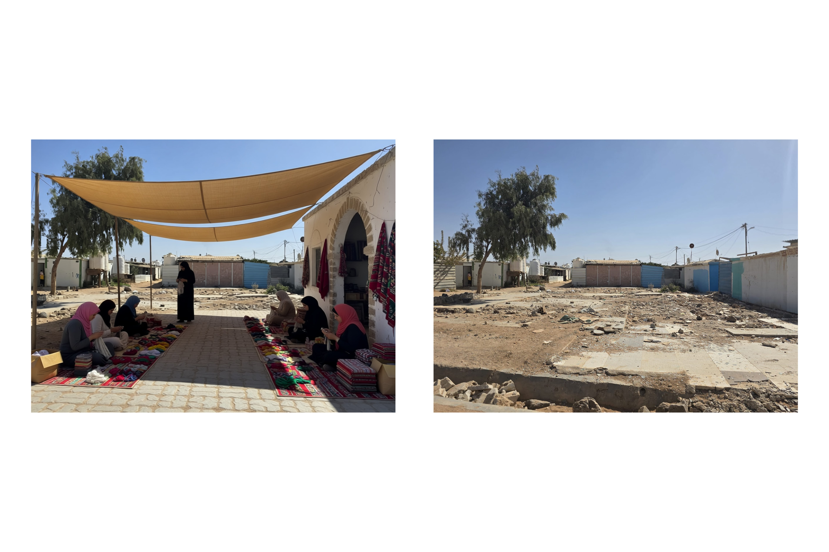 From residual space to women’s communal and productive space in Zaatari Camp.
