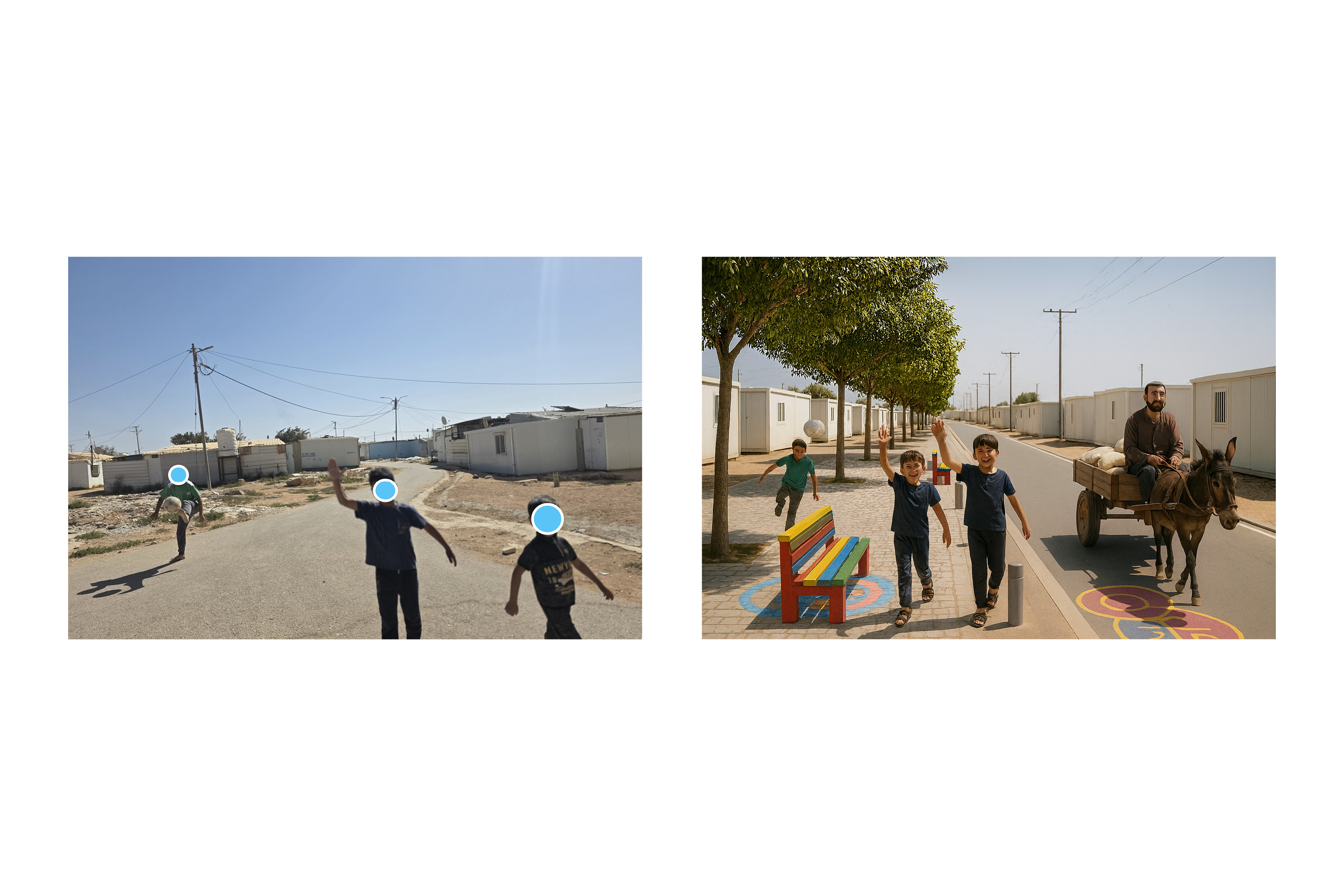 From informal play on camp streets to a child-friendly public realm in Zaatari Camp.
