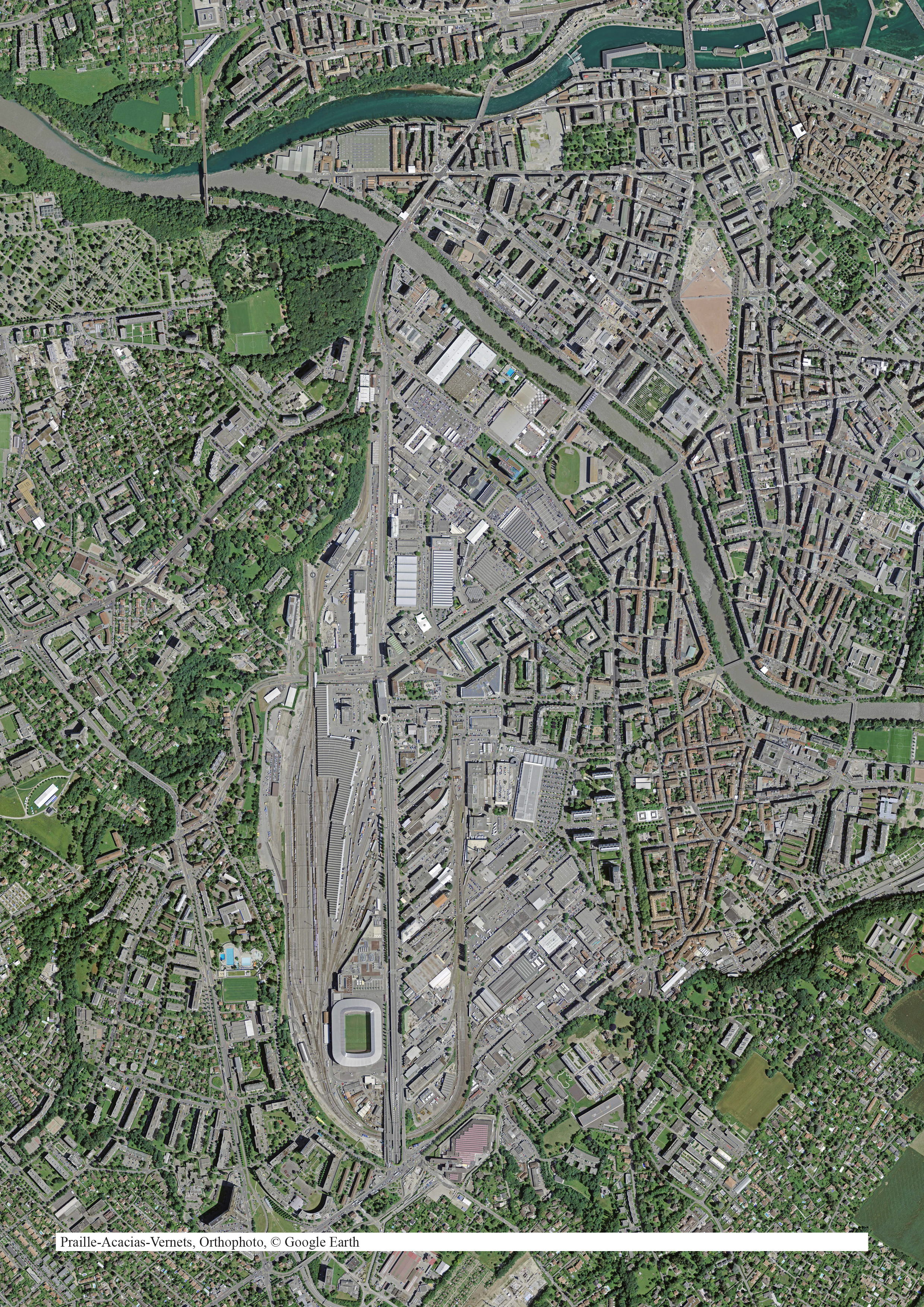 Orthophoto du périmètre Praille-Acacias-Vernets, Genève