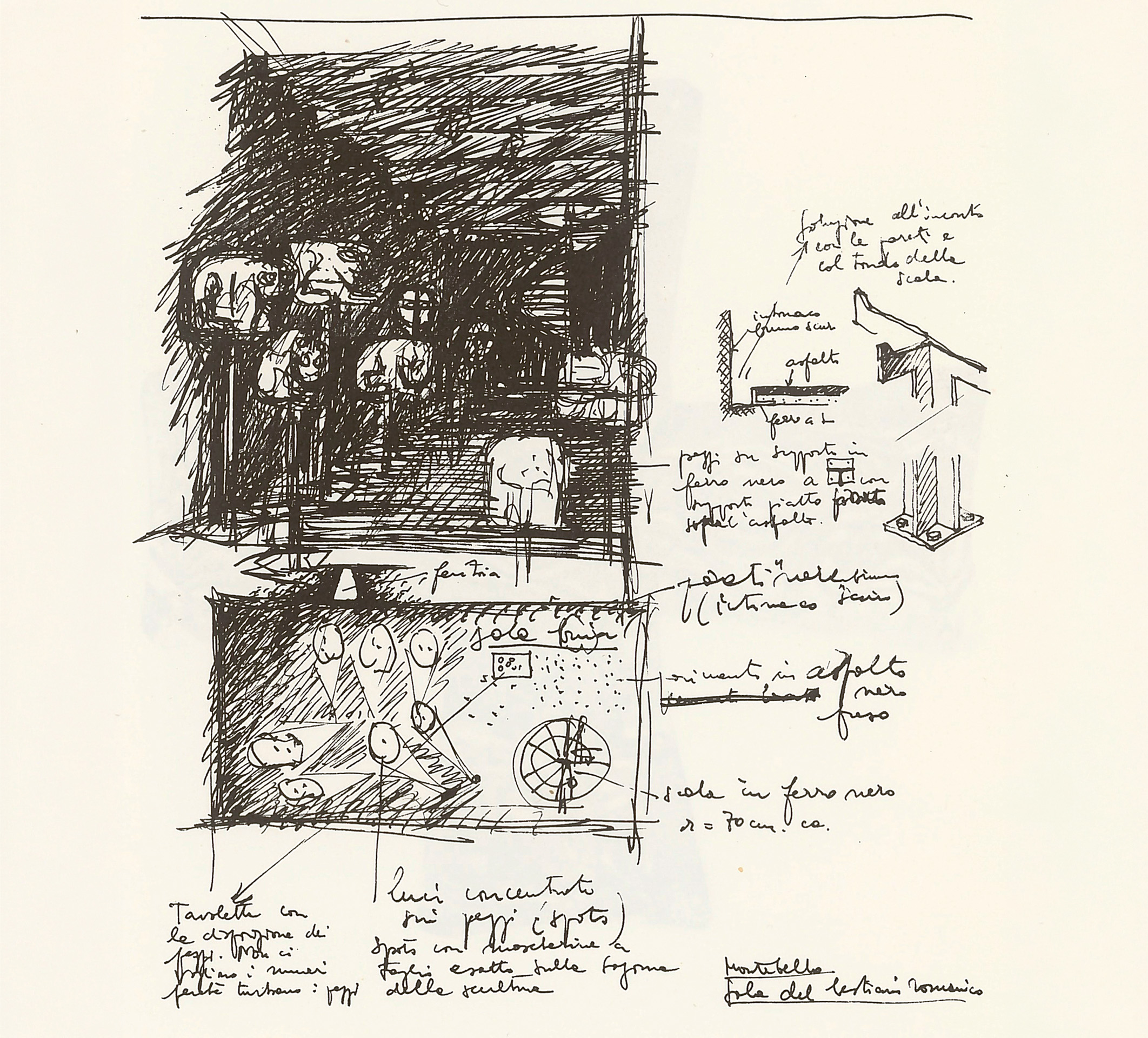 Progetto per il castello di Montebello (1965), studio per la sala del Bestiario romanico.