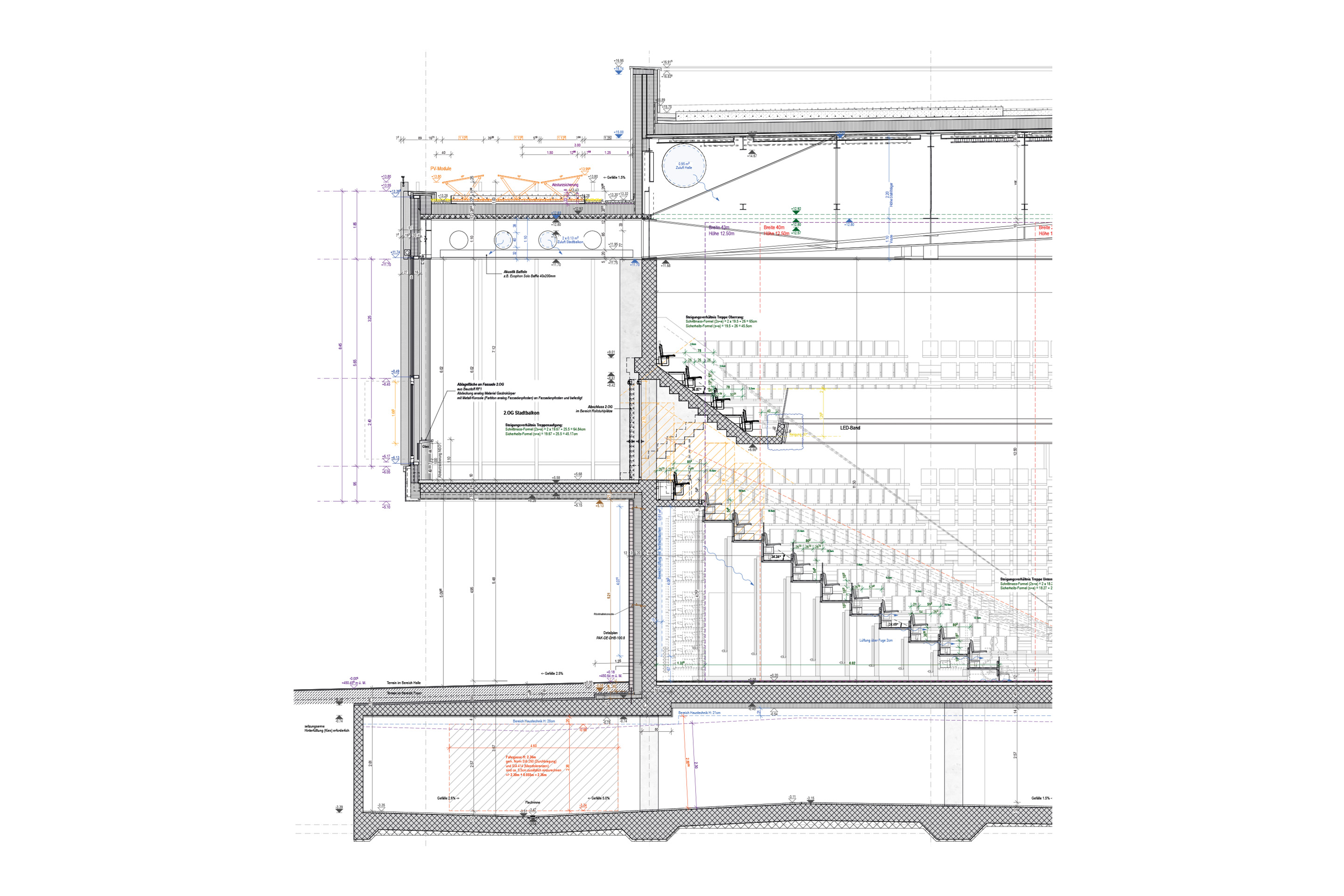 Sezione costruttiva dell’arena