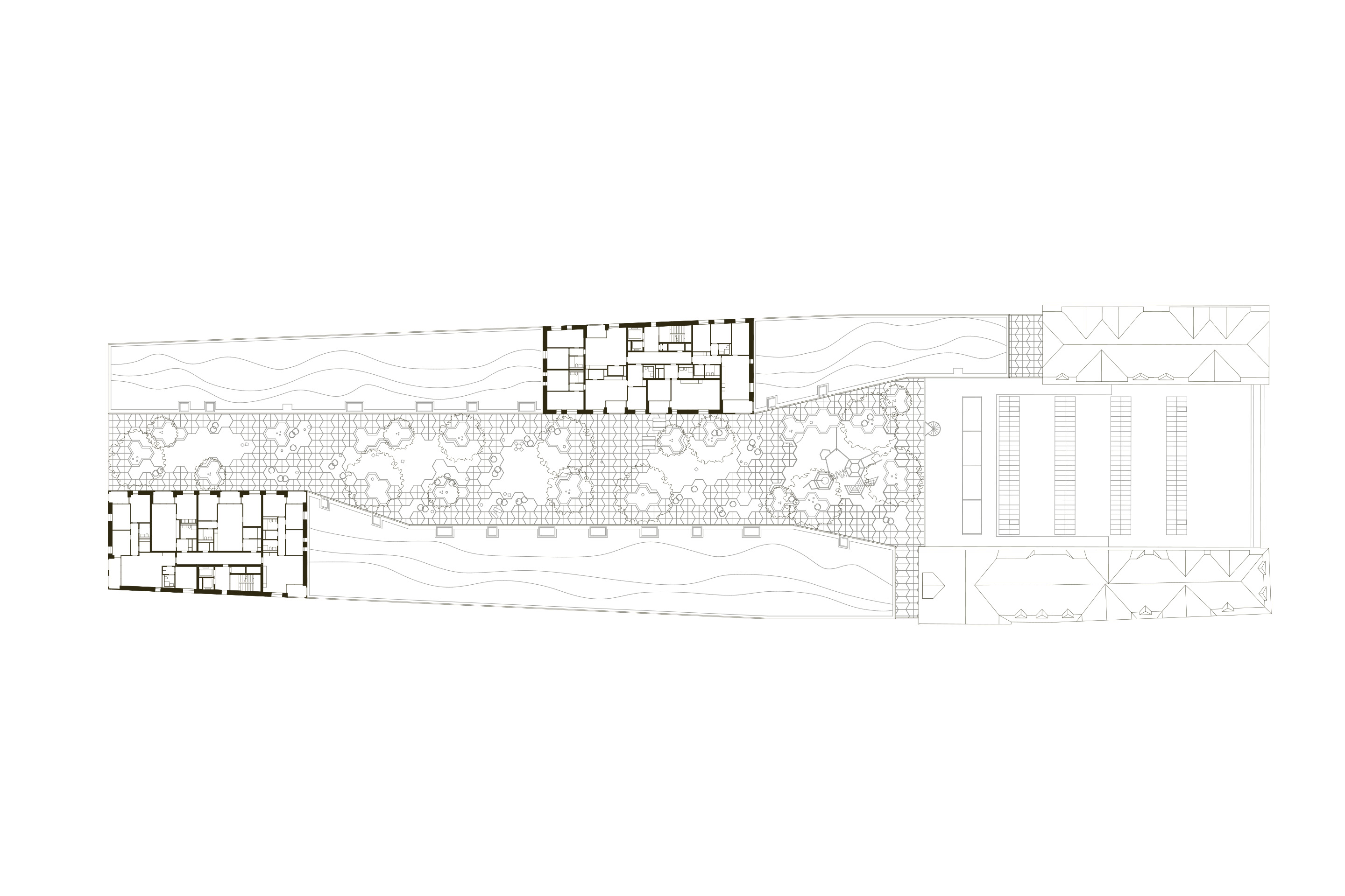 Grundriss Gebäudekomplex – rechts die Bestands-Depothalle.