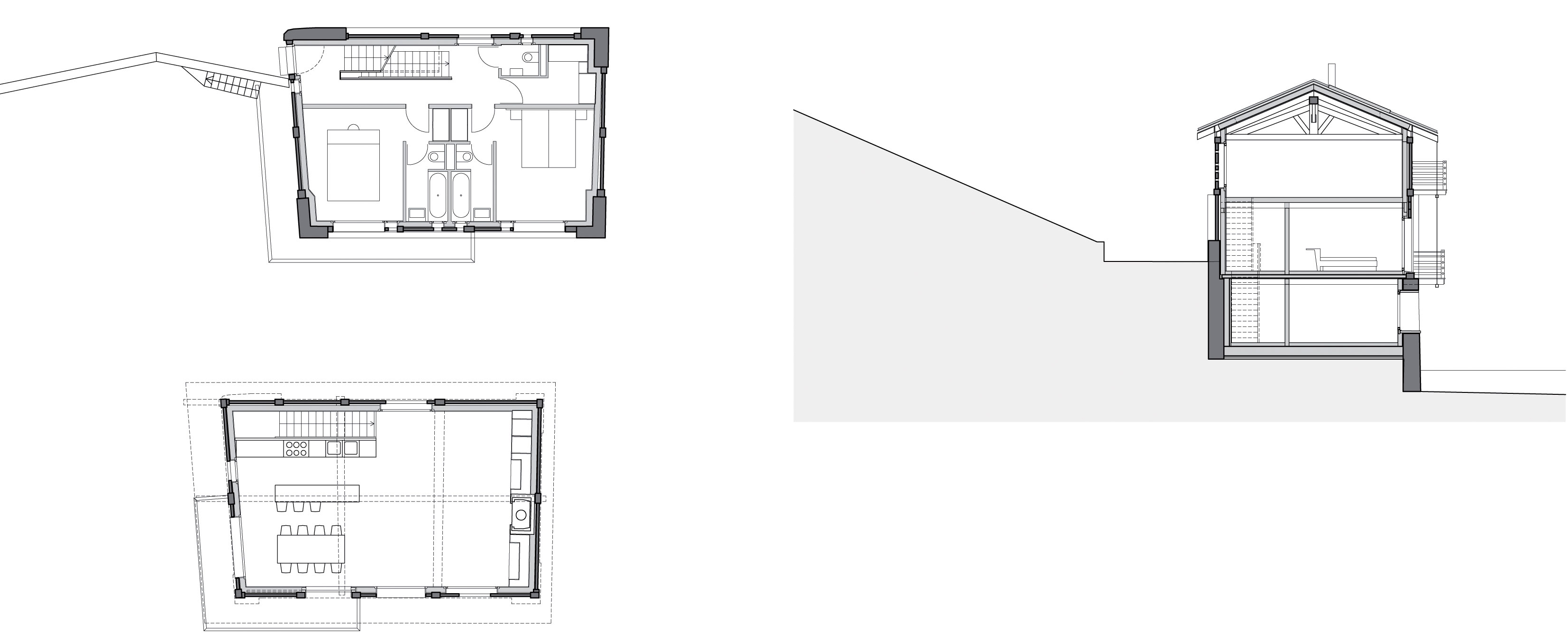 Plans, élévation d’une grange type
