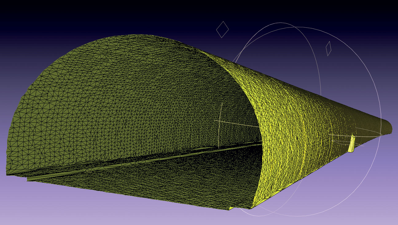 Modèle maillé 3D du tunnel de Criblette (A9) permettant d’extraire n’importe quel profil en travers le long de l’axe.