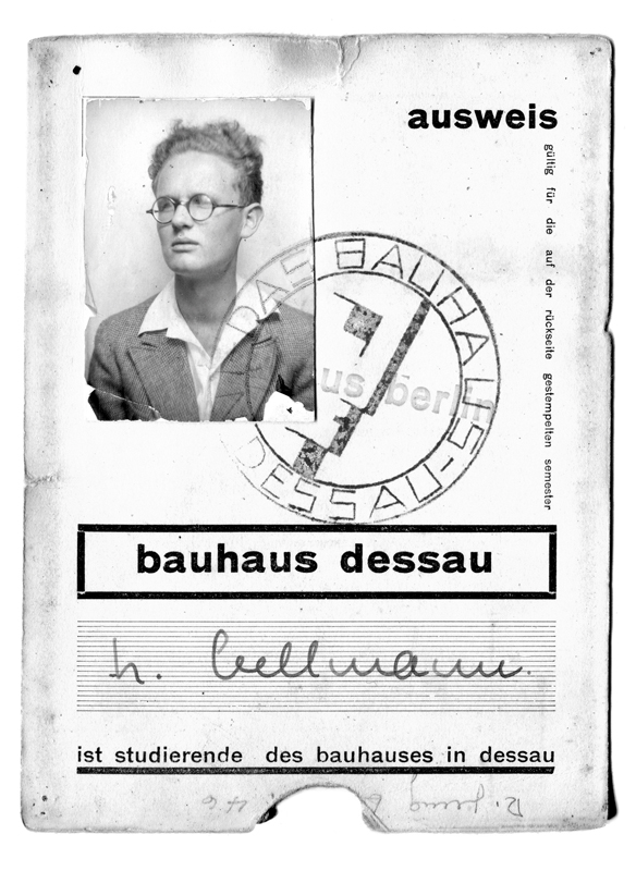 Bauhaus-Studentenausweis von Hans Bellmann, 1931–1933. Aus dem Archiv von Rosmarie Bellmann.