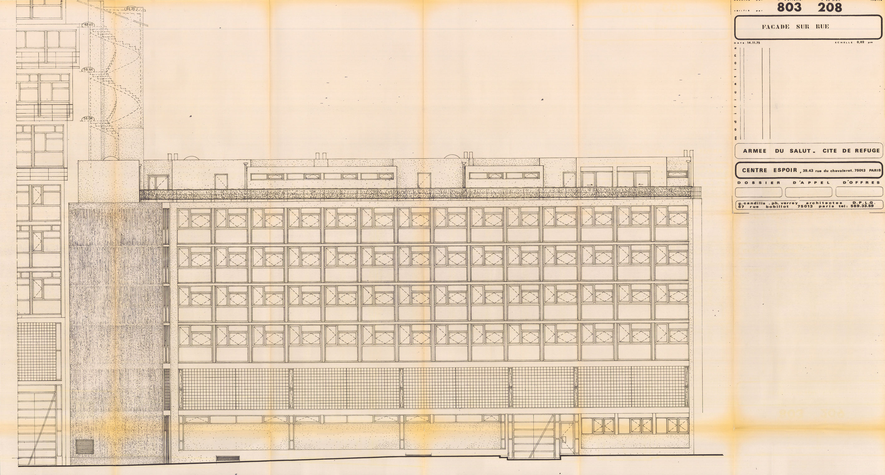 Façade sur rue. Fonds Candilis.
