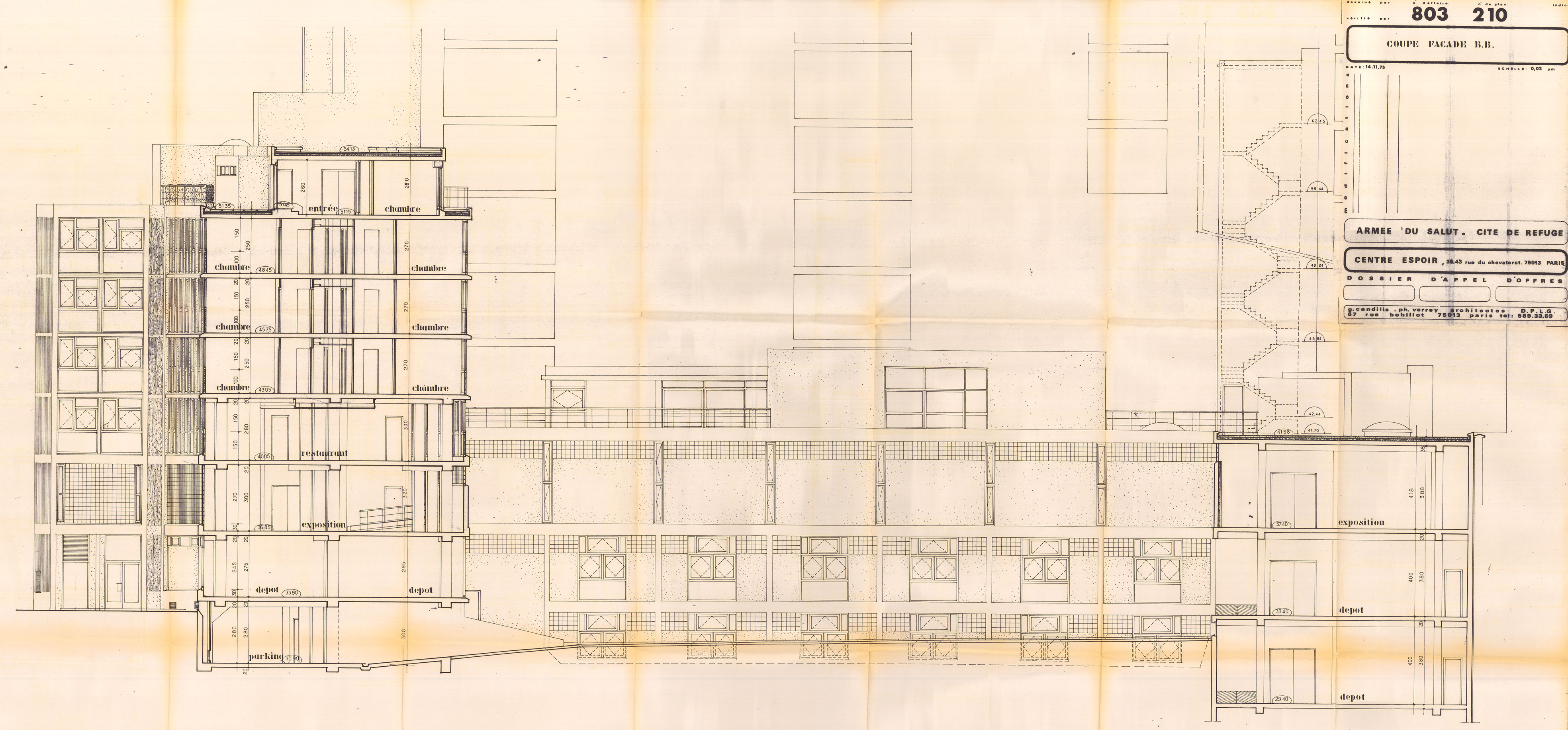 Coupe façade BB. Fonds Candilis