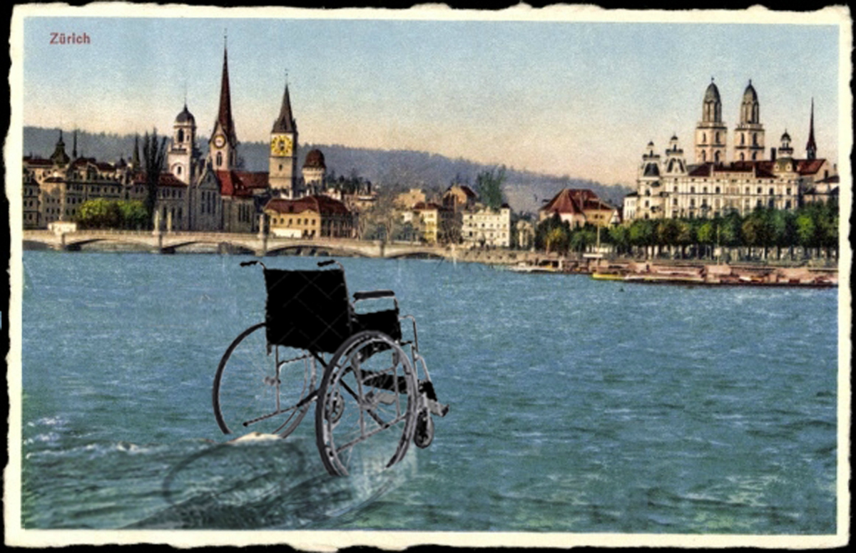 Maurizio Cattelan ed Edith Wolf Hunkeler, ex atleta paralimpica e campionessa del mondo.