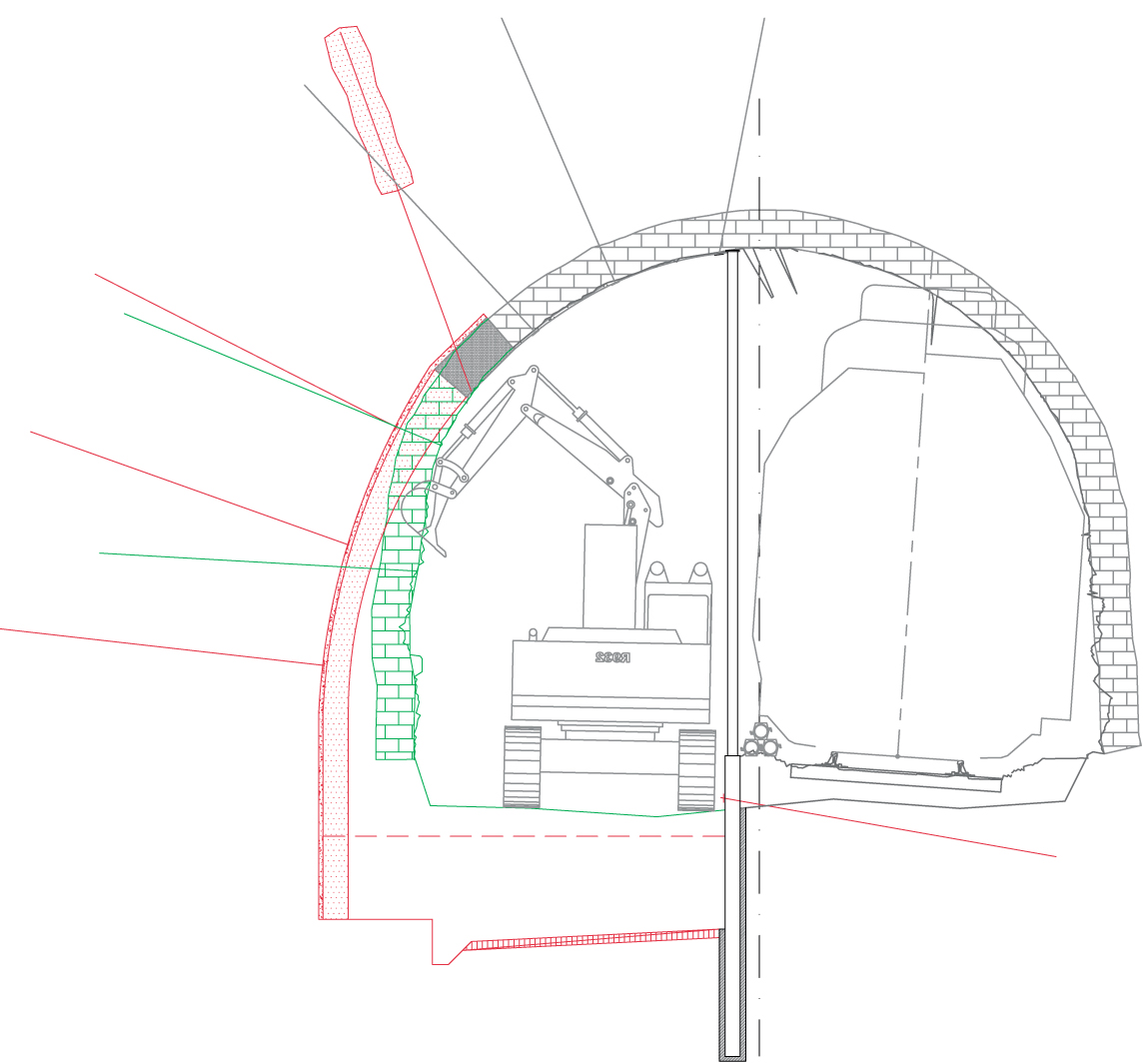Agrandissement du profil en radier côté Bex, voie Rhône
