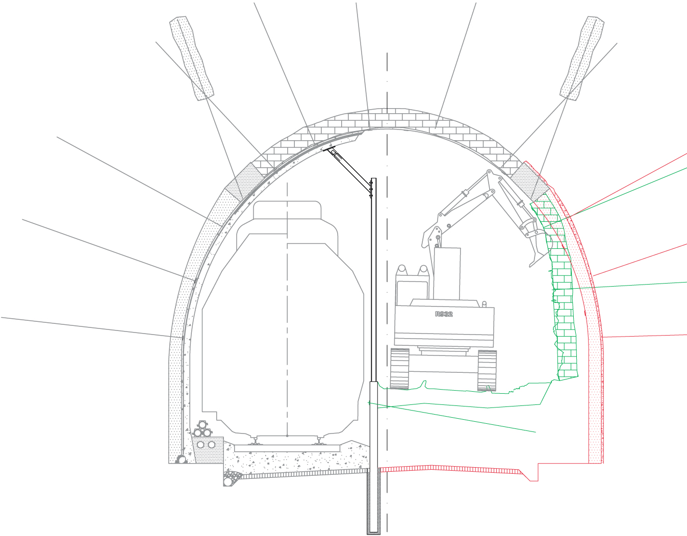 Agrandissement du profil en radier côté Bex, voie Montagne