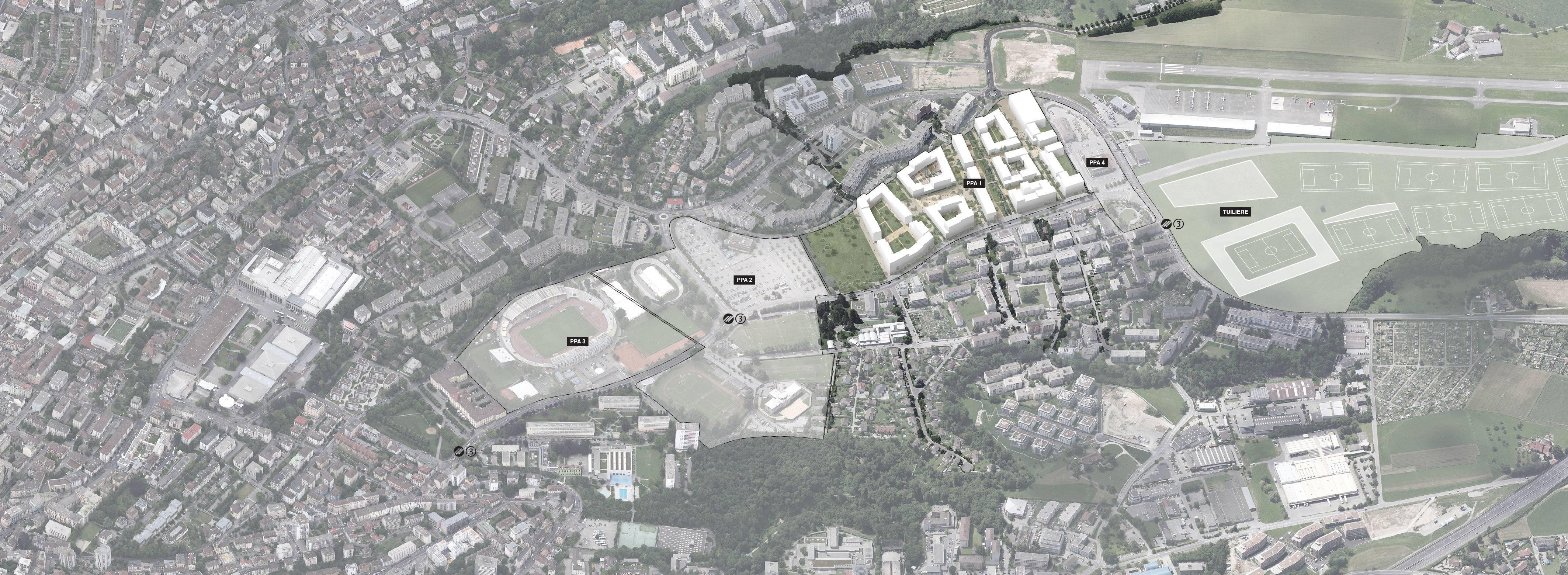 Le projet des Plaines-du-Loup à Lausanne. A l’horizon 2030 : 3500 logements, des commerces et activités, des équipements publics