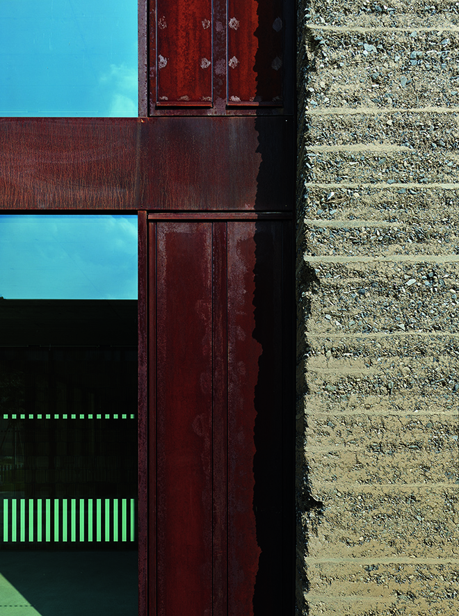 Scuola Agraria dell'Istituto Agrario Cantonale, Mezzana. Concorso di progetto a due fasi, 2007. Dettaglio della ventilazione.