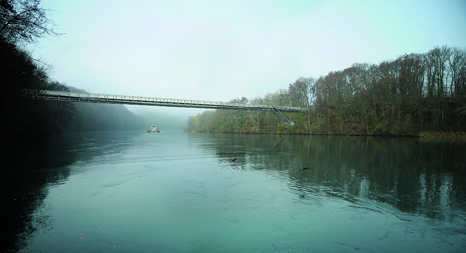 COMUNI URBANI Passerella sul Rodano Oggetto del concorso: costruzione di una infrastruttura di mobilità in un sito naturale protetto, di importanza nazionale Programma: passerella pedonale e ciclistica, con canali tecnici (acque usati et corrente ad alta tensione) Vincitori: Ingeni &amp; Atelier Descombes Rampini