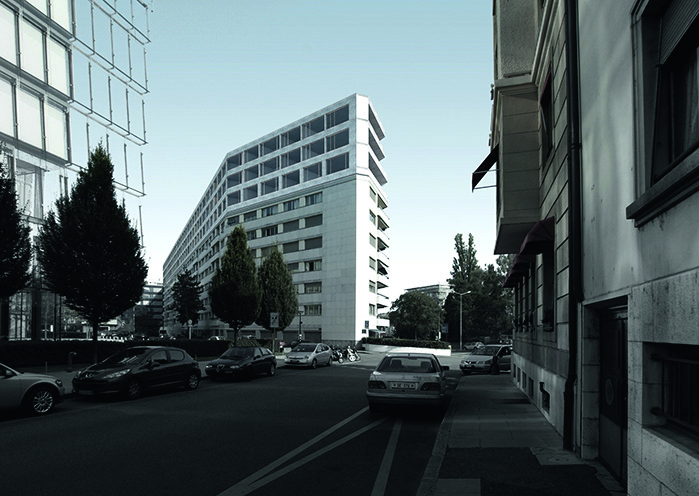 PRIVATI Surélévation Rue de Lausanne 137-147 Oggetto del concorso: sopraelevazione edificio esistente Programma: 50 nuovi appartamenti Vincitore: Lacroix &amp; Chessex