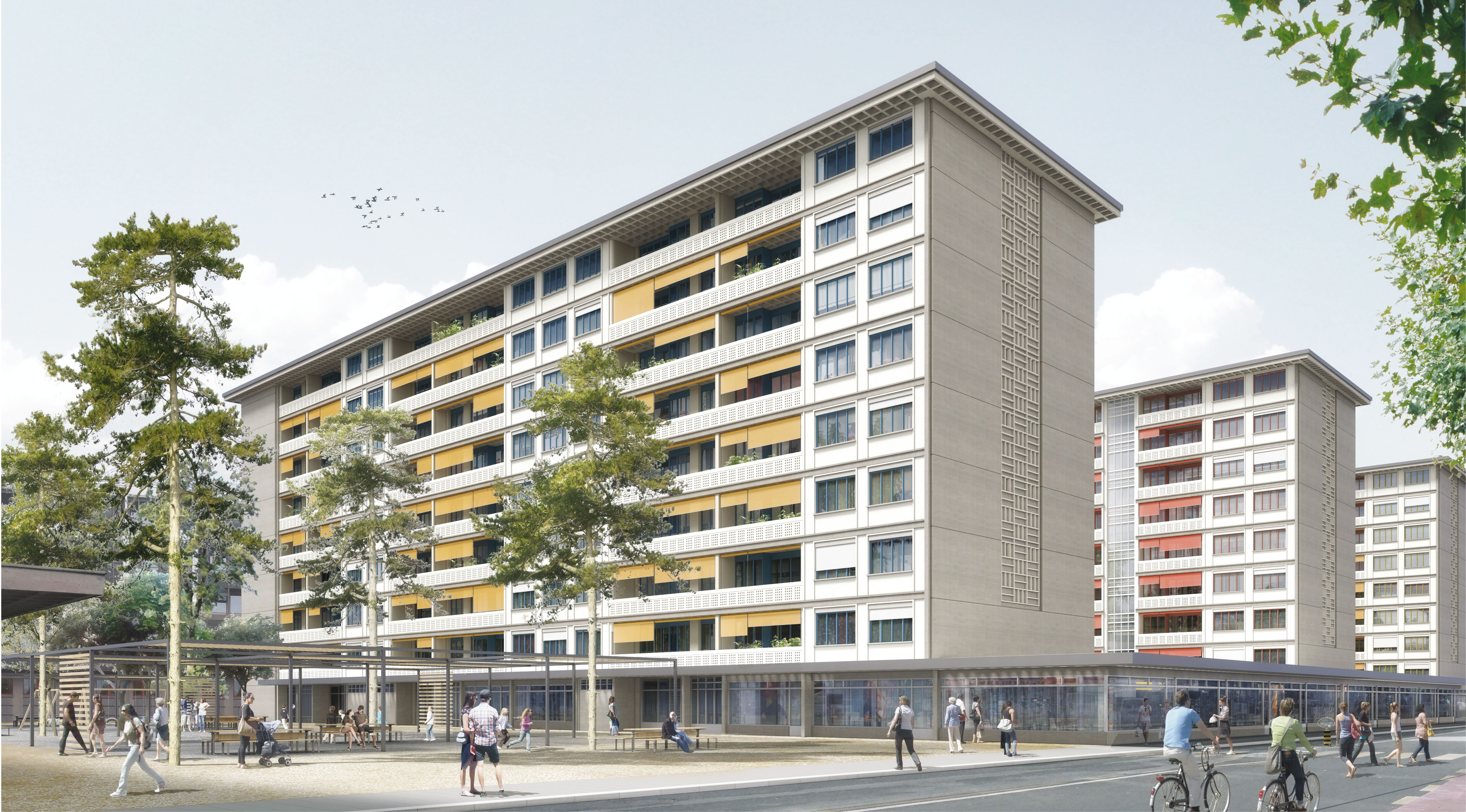 Perspective: la cité vue depuis le boulevard ­Carl-Vogt