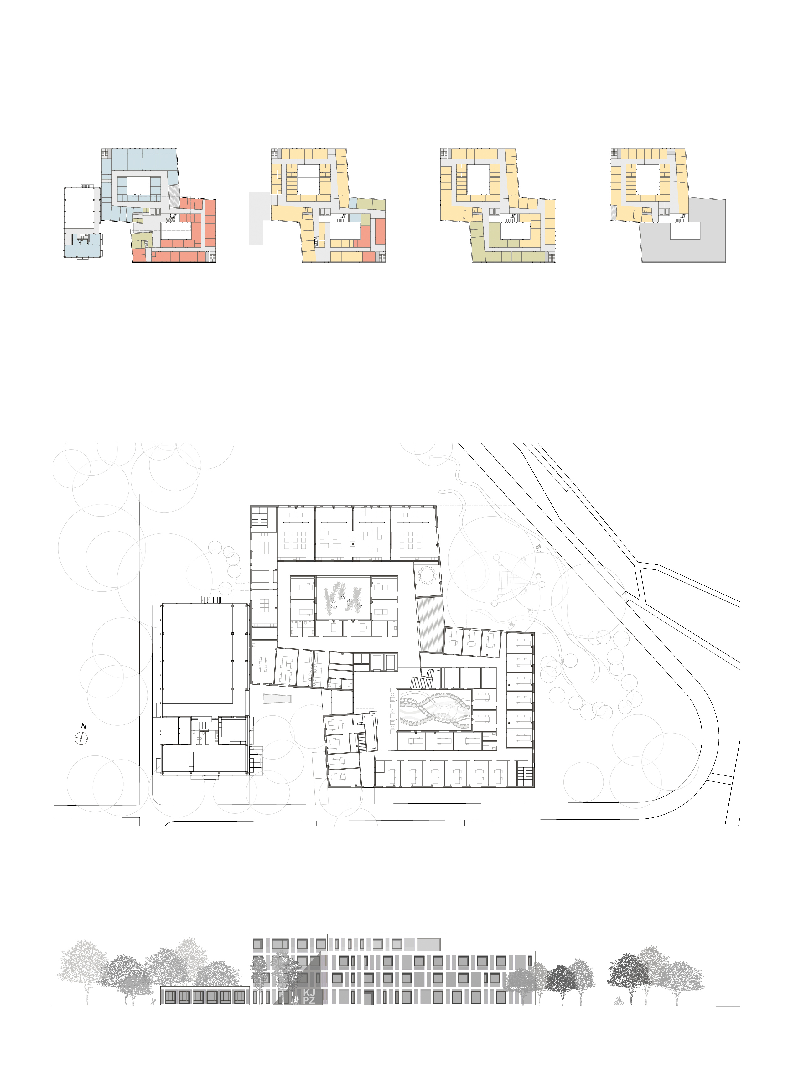 Zwei ineinandergesteckte Kuben umschliessen die Innenhöfe.