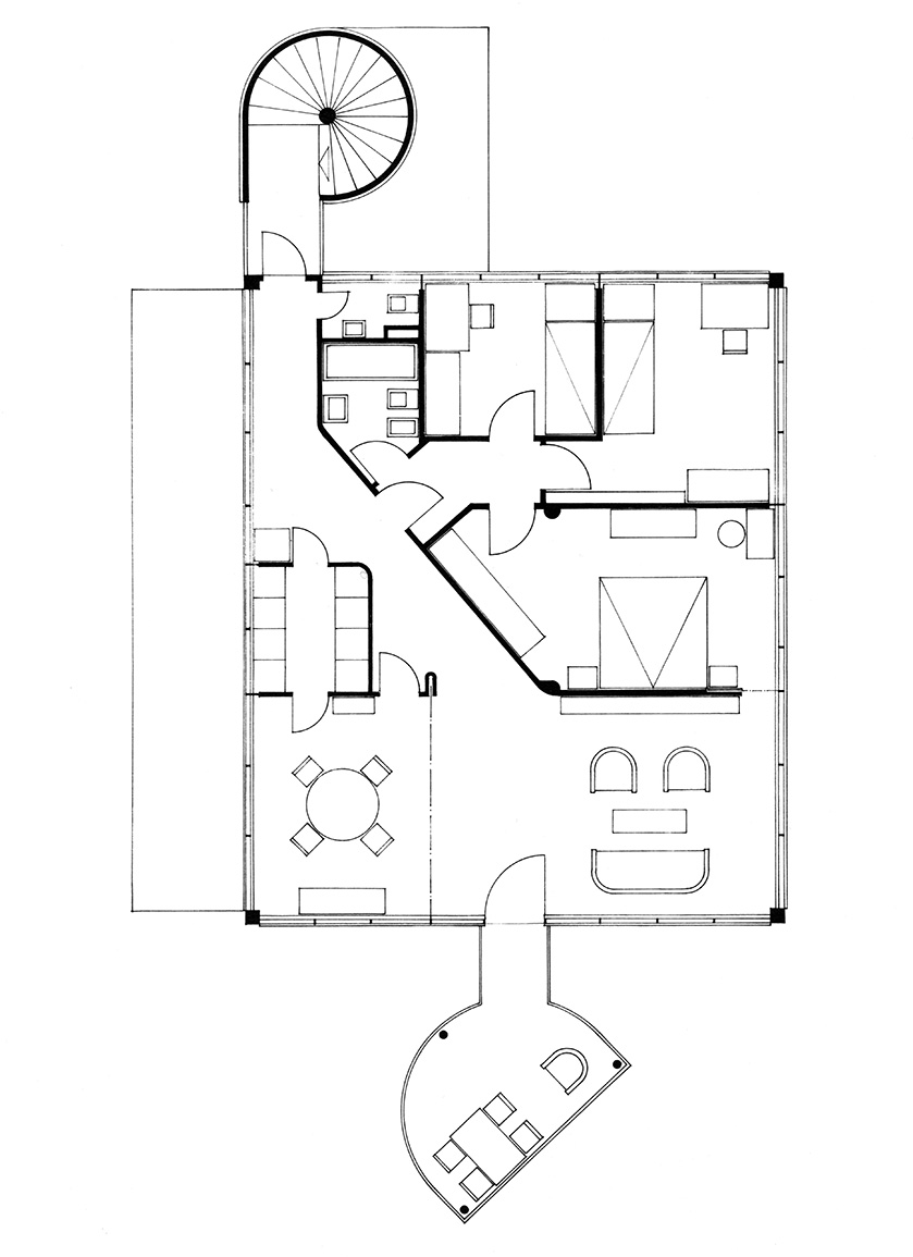 Roberto Bianconi, casa per tre appartamenti, Bellinzona, pianta piano tipo.