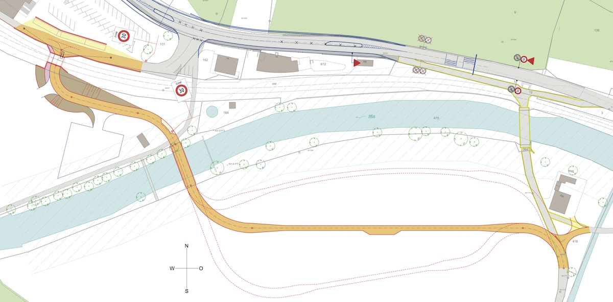 Bestvariante mit neuer Brücke und Unterführung Bahn.