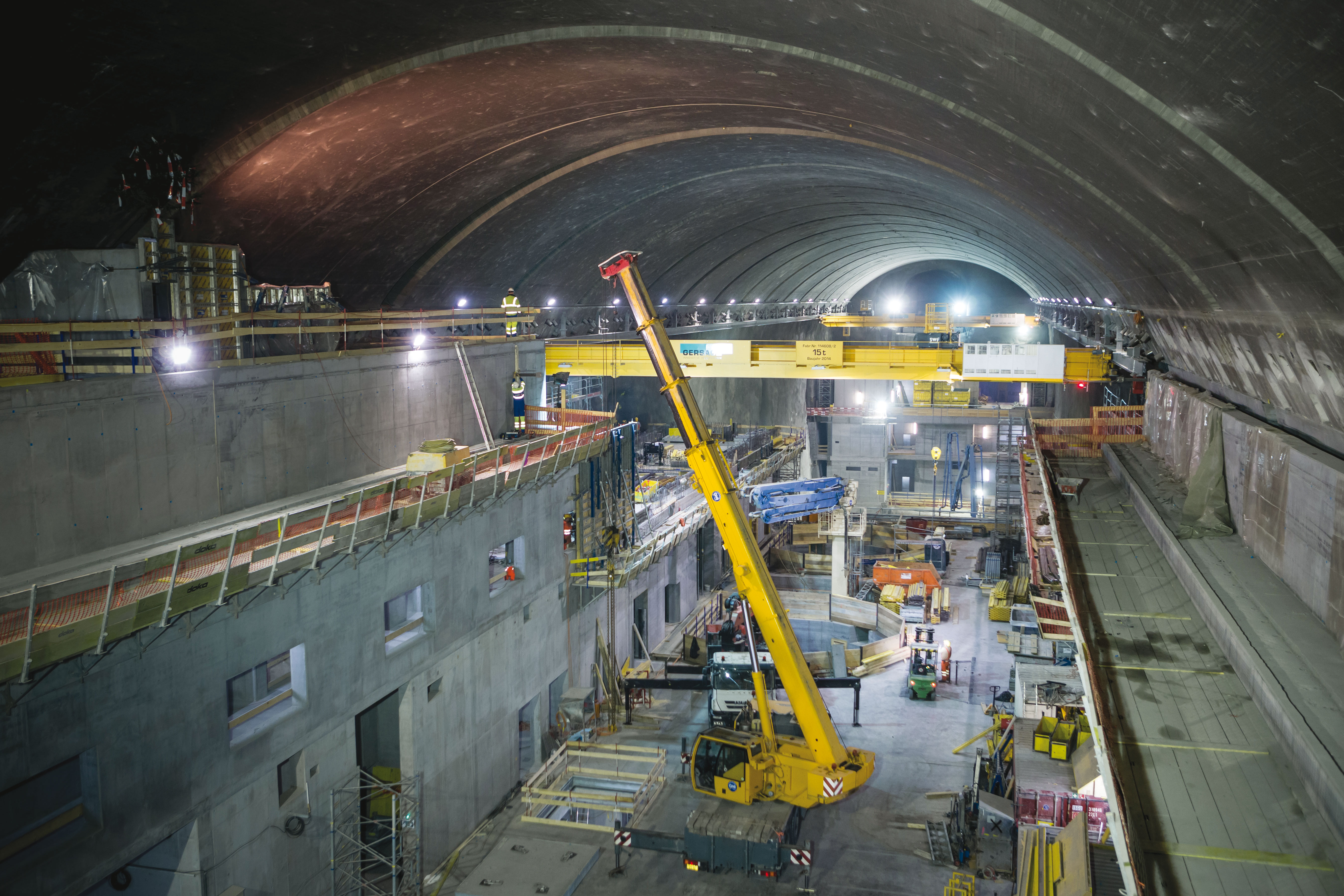 Caverne des machines, état au 26 mai 2015, travaux de génie civil