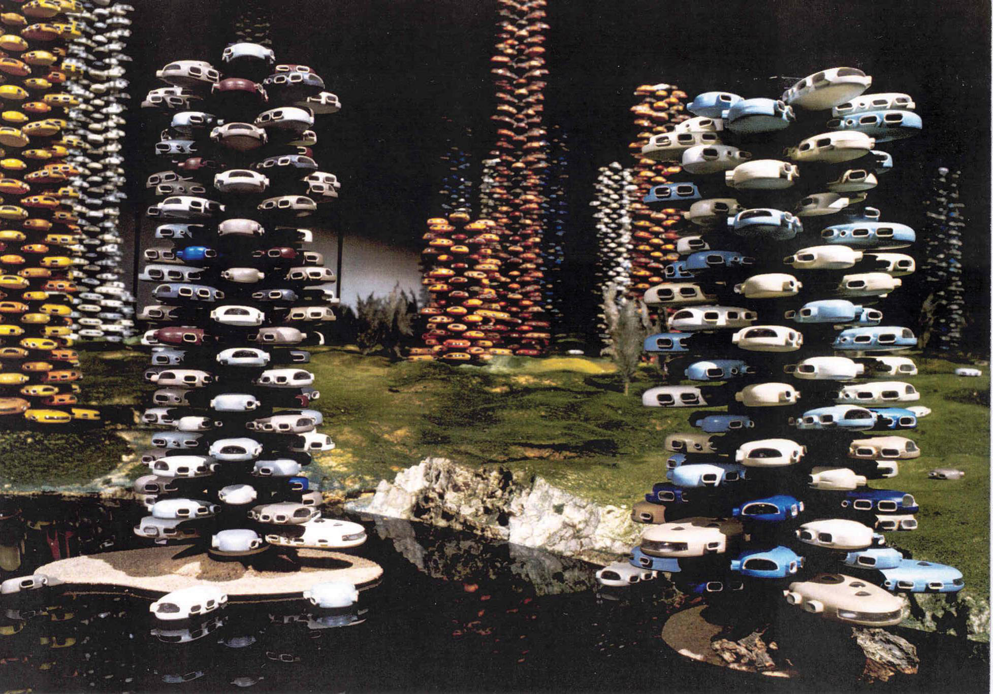 Urbanisme multicoque, maquette de 100 m2 et 4 m de haut, 1974