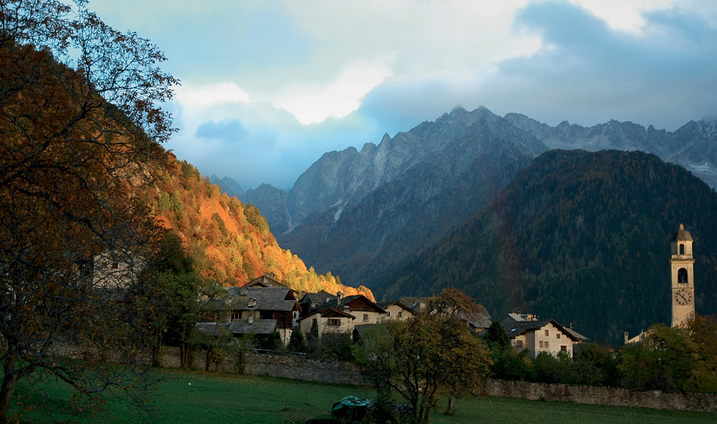 Il villaggio di Soglio in autunno.