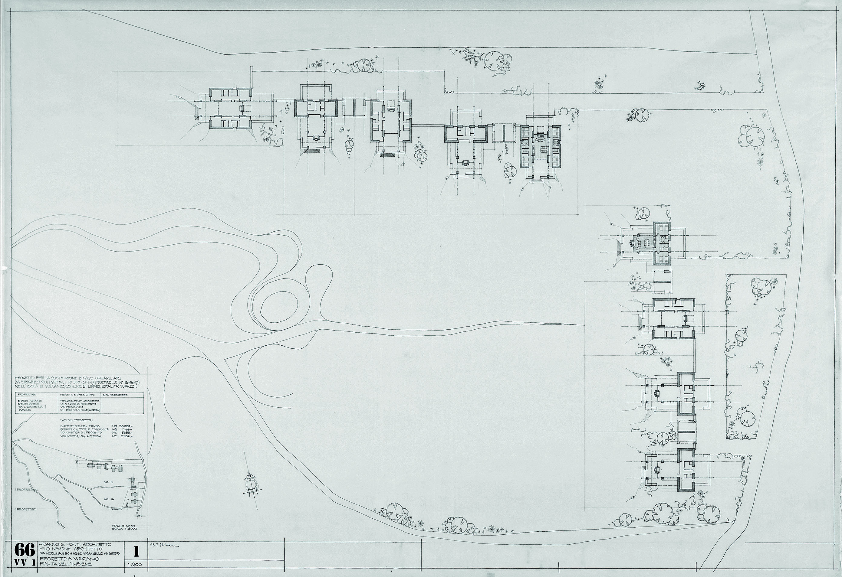 Case di vacanza sull’isola Vulcano nelle Eolie: pianta delle 10 case previste.