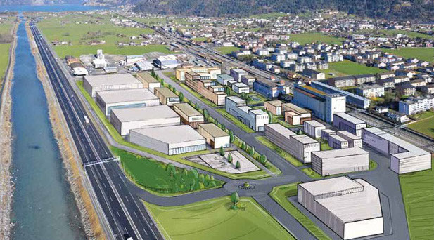 Das Entwicklungsareal Eyschachen mit den Kubaturen aus dem Gestaltungsplan.