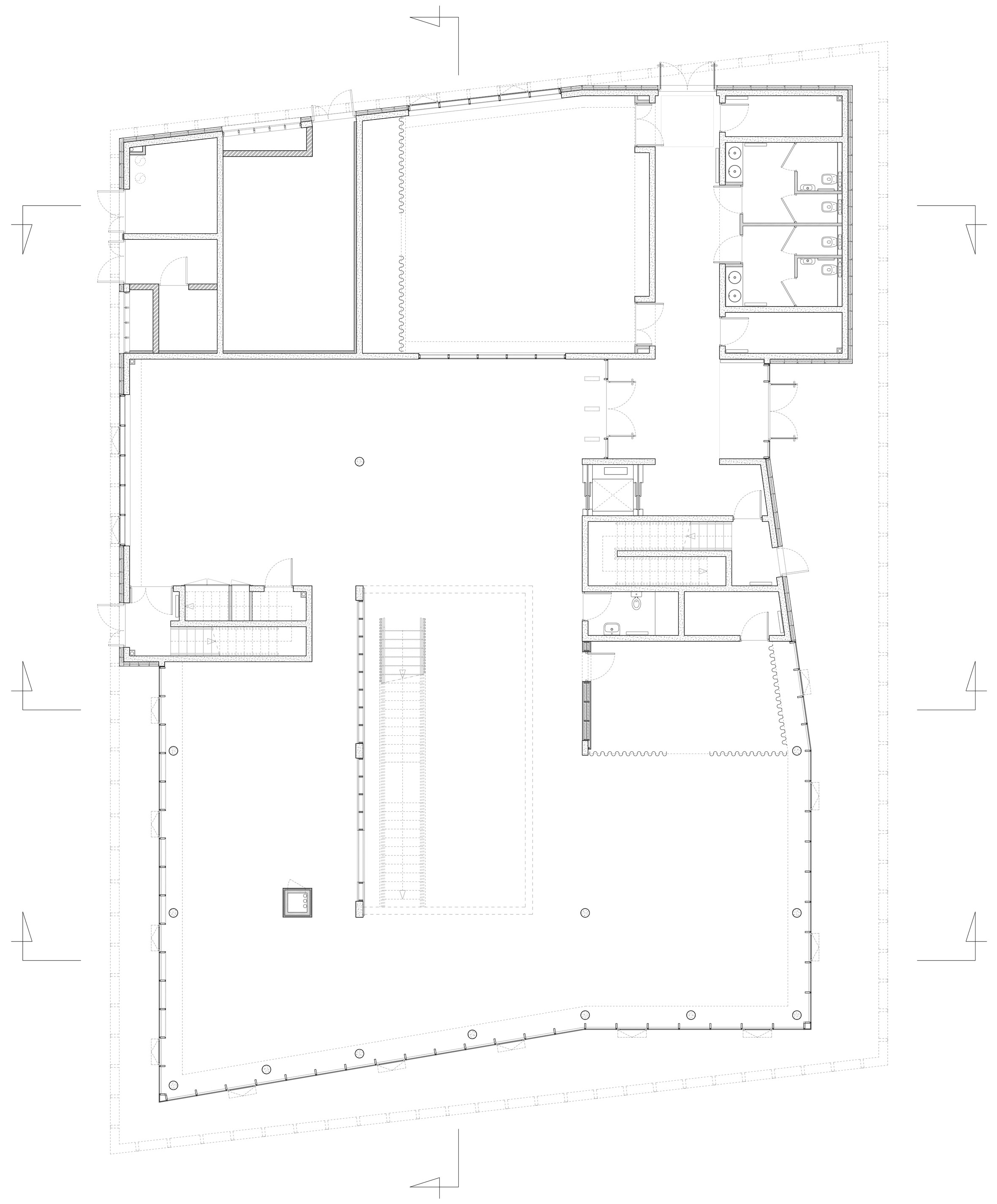 Médiathèque Aimé Césaire de Clermont-Ferrand (G+ architectes, 2005-2013). Plans du rez-de-chaussée et de l’étage.