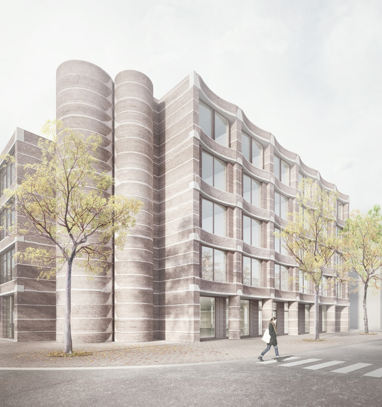 2. Preis Boltshauser Architekten: archaischer Bau aus Stampflehm.