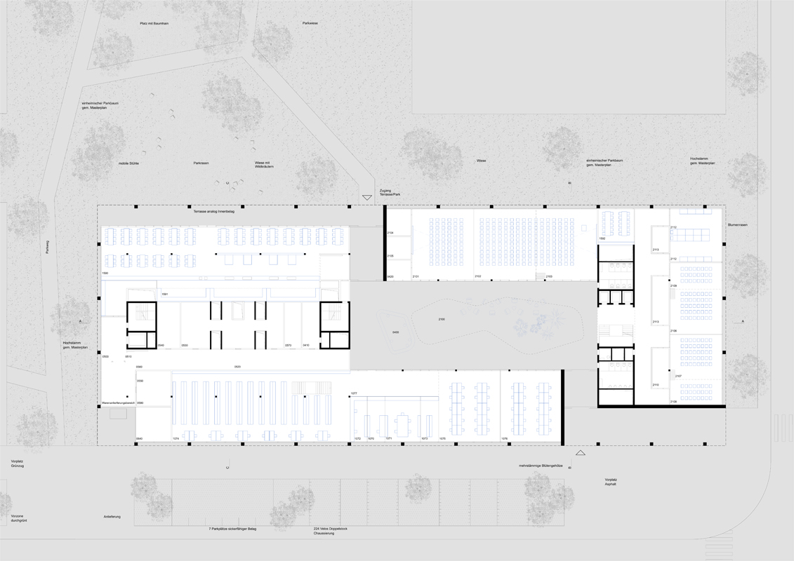 3. Preis ARGE Caesar Zumthor Architekten + Markus Stern: Auch hier ist das Atrium das Kernelement.