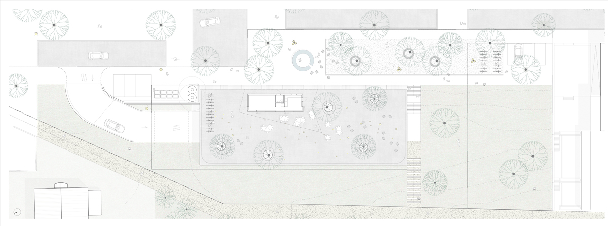Parkdeck mit Pavillon, Grundriss
