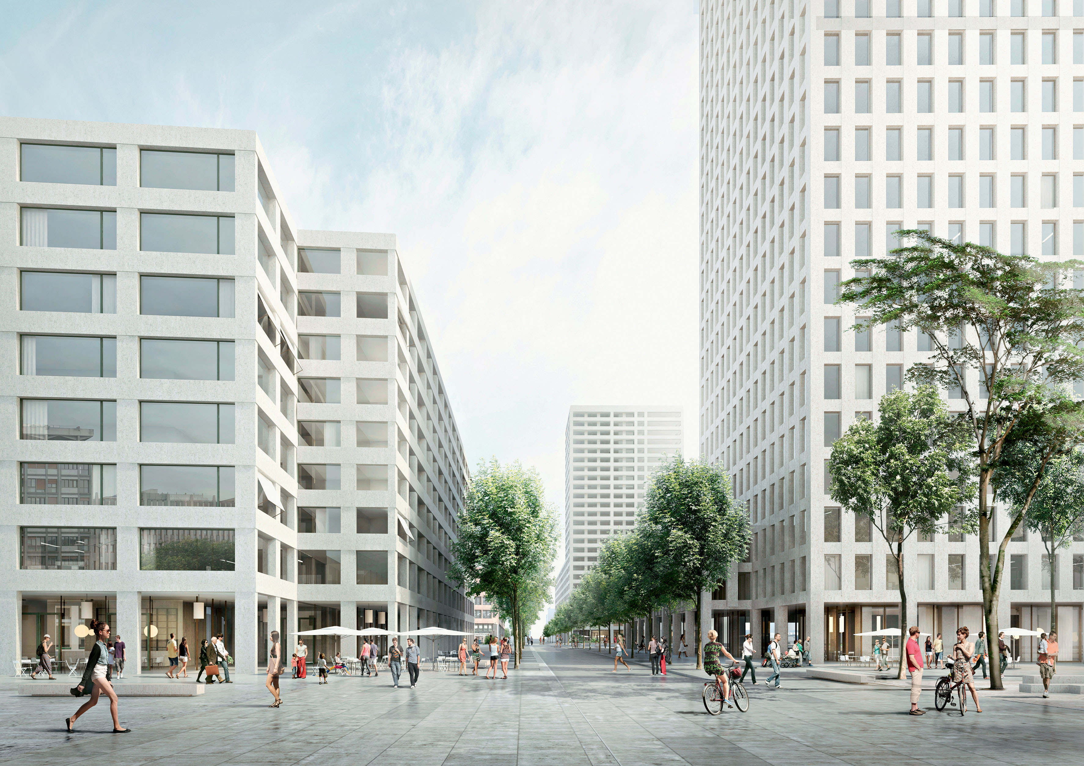 Vista da place des Jeunes-avenue de la Praille.