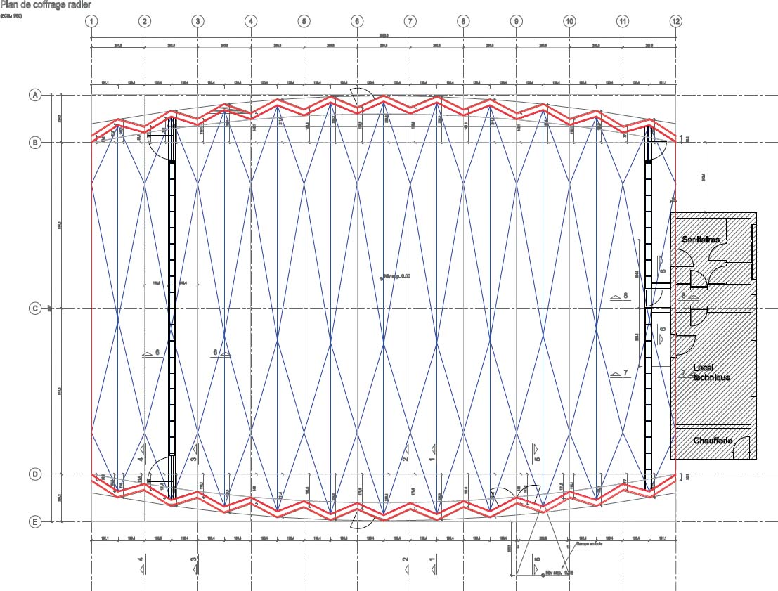 Vue en plan du Théâtre montrant la structure en double couche.