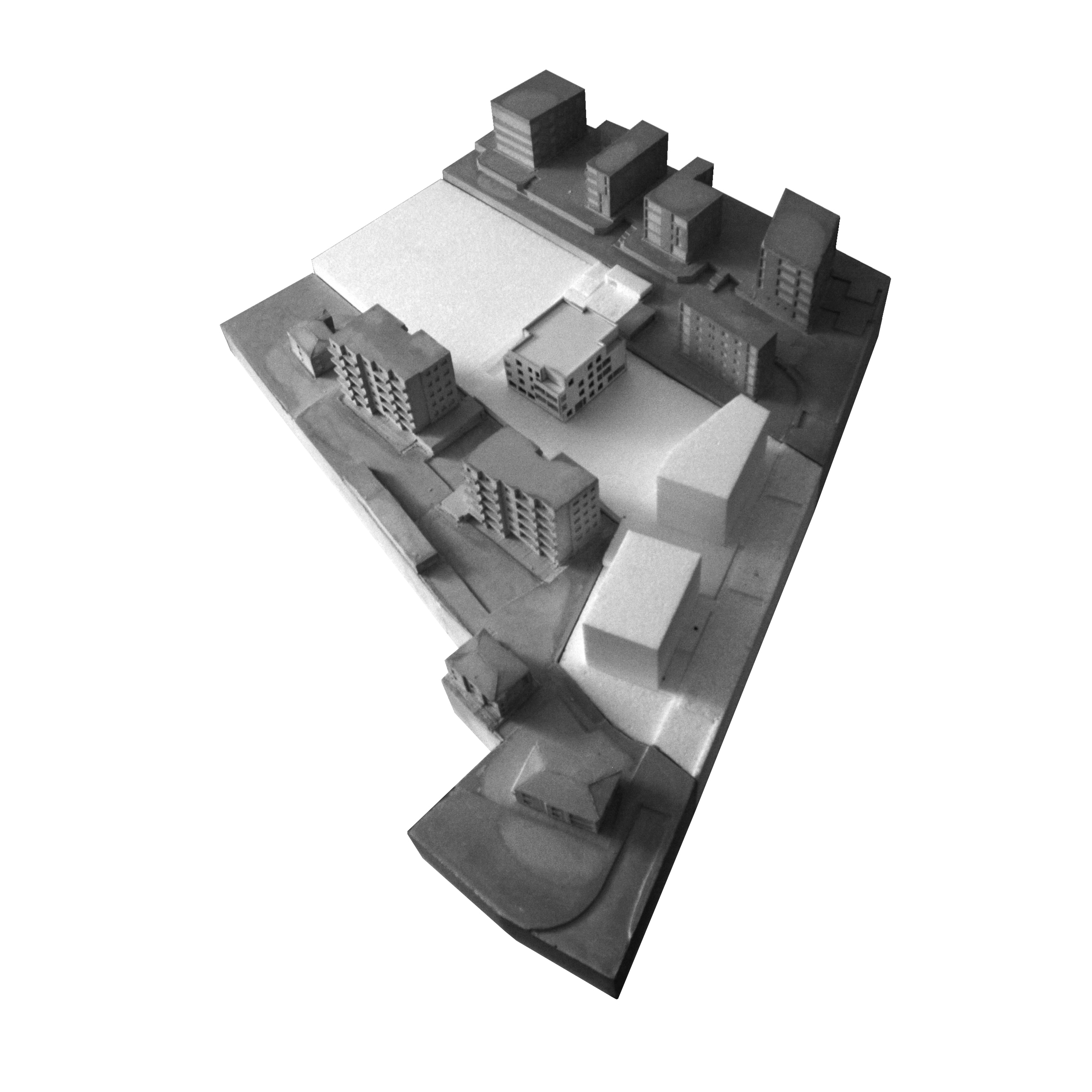 Edificio residenziale in via Giacomo Rizzi a Mendrisio. Modello situazione. Architetto: Mihail Amariei