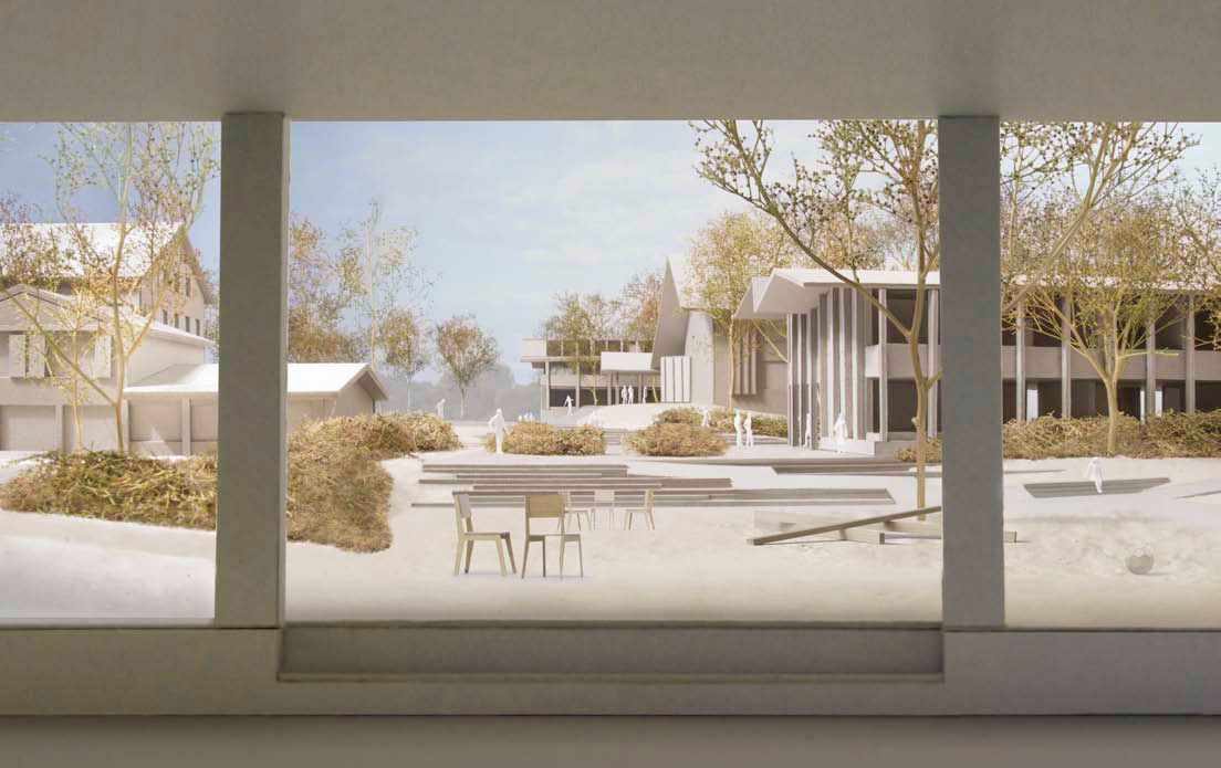 1. Rang / 1. Preis «Riri», Esch Sintzel Architekten: Visualisierung mit Blick aus der Alten Sennerei.