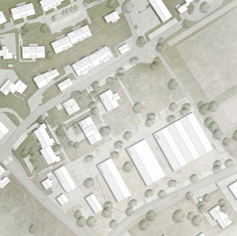 2. Rang / 2. Preis «Dreisprung», Menzi Bürgler Architekten: Situation.