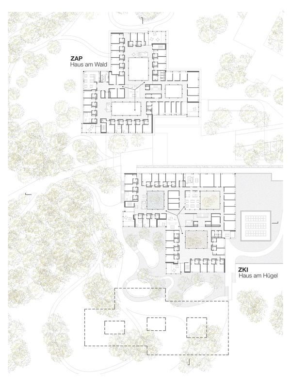 «Forel», Grundriss. Alterspsychiatrie (oben) und Krisenintervention.