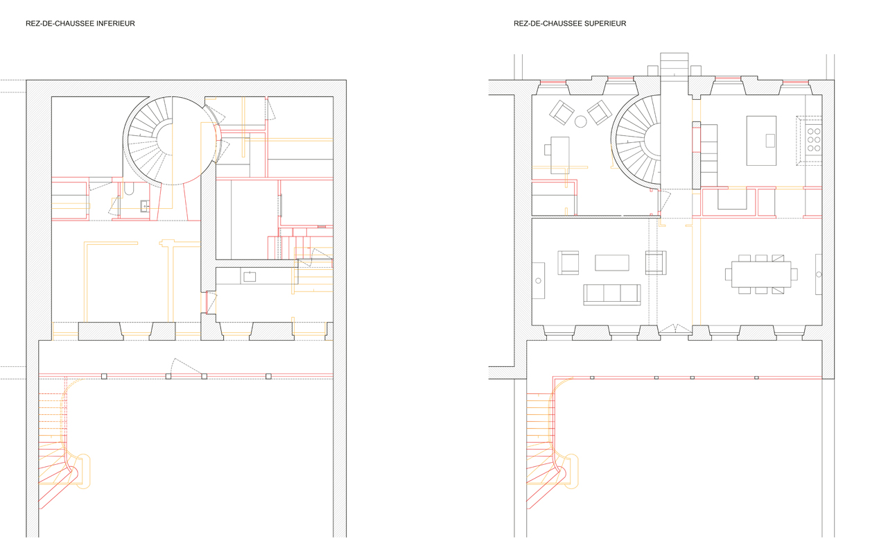 Das neue Gartengeschoss (links) und das bisherige Erdgeschoss.