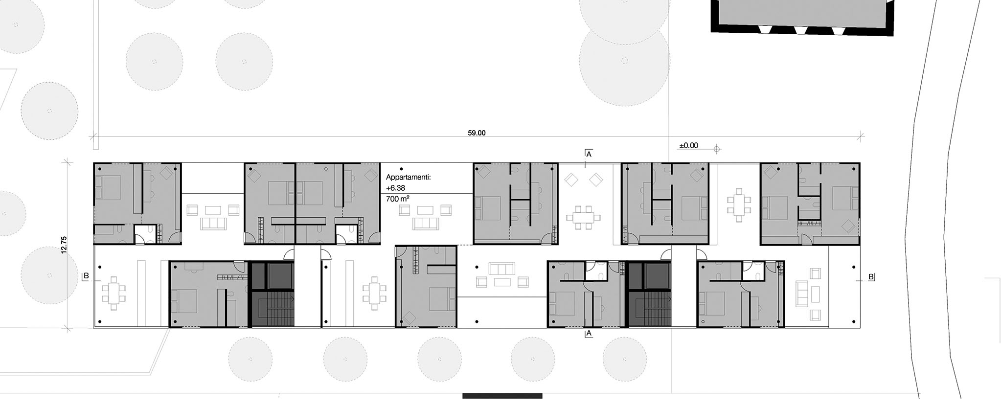 Intervento a Bioggio, Progetto di Tesi, studente David Unterhofer, pianta