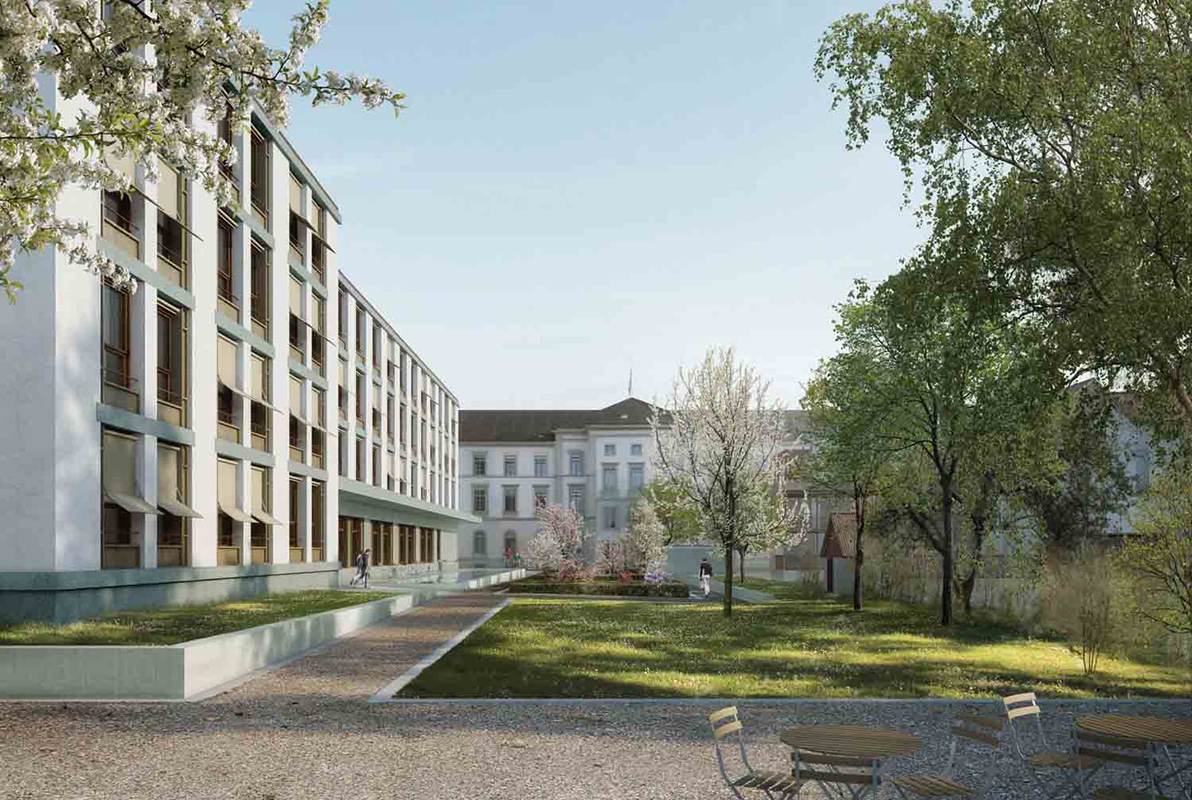 2. Rang «Vinculum»: Vorne das alte Regierungsgebäude, hinten der Neubau