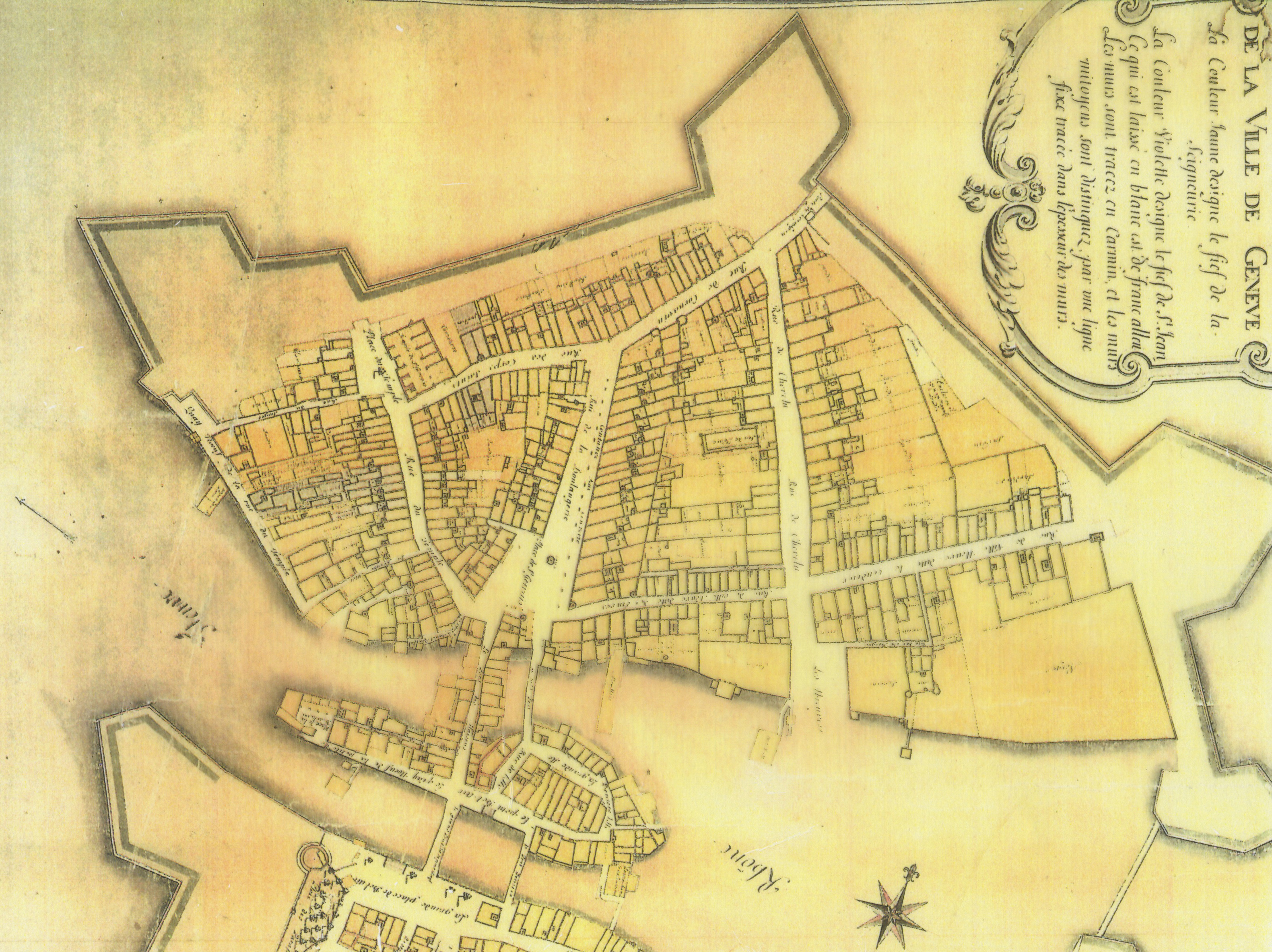 Plan Billon, 1726-1728, montrant la rue du Cendrier en bordure des forti cations