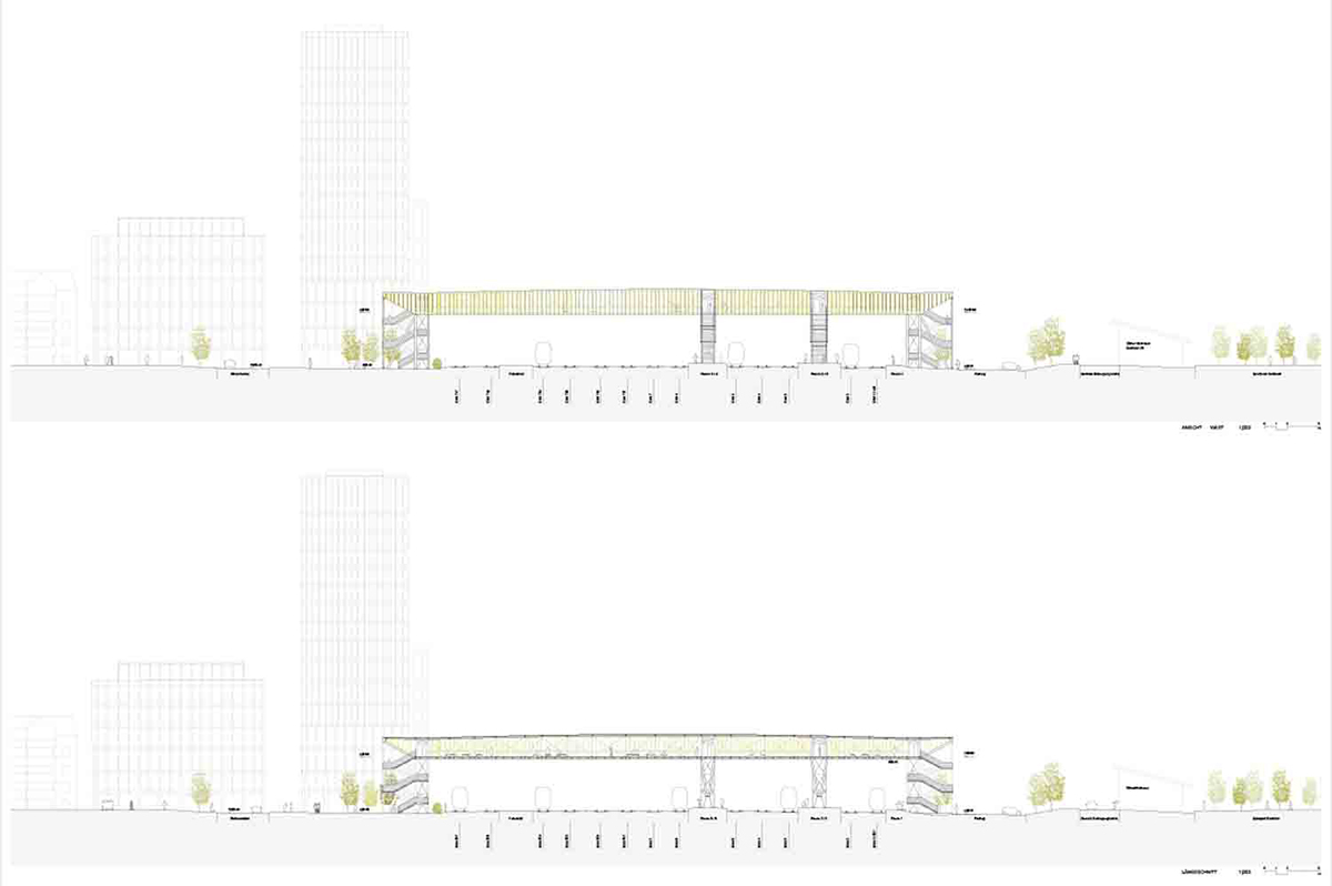 Projekt «Belvedere», Ansicht / Längsschnitt.