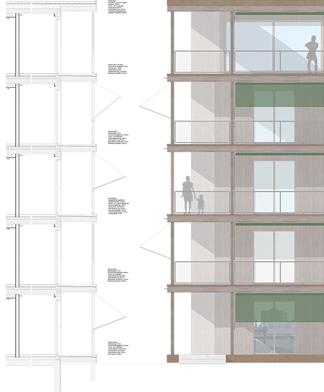 Siegerprojekt «Veranda» von Lütolf und Scheunert Architekten, Fassadendetail.