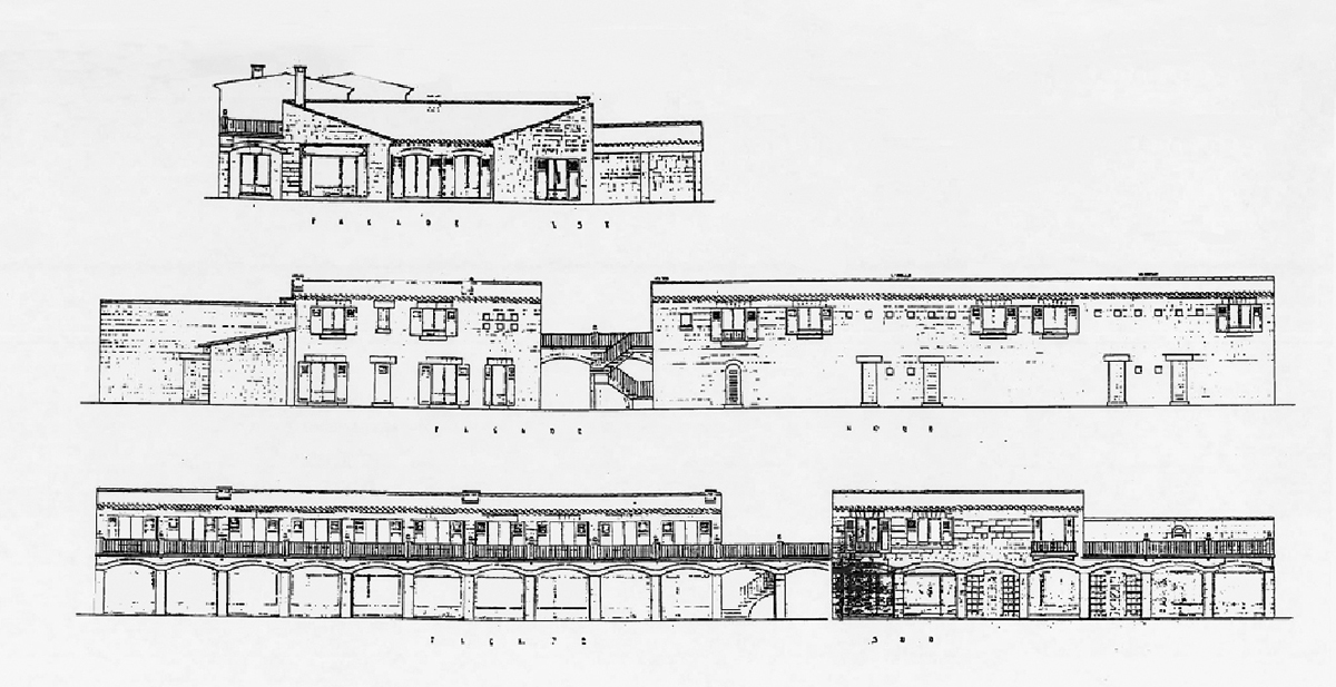 Ansichten des Hotels Provence-Plage mit Arkaden.