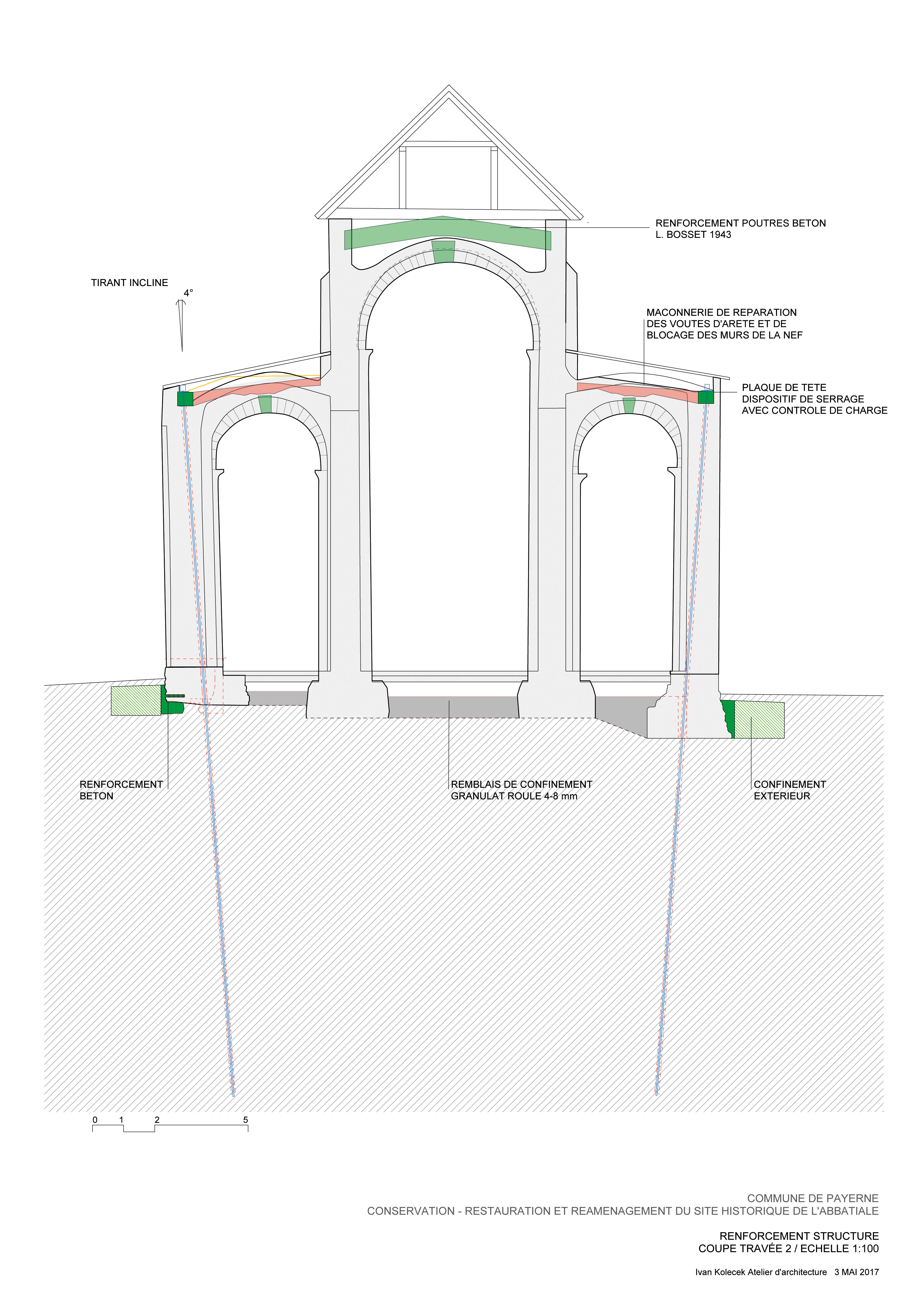 Plan d’exécution de travaux de stabilisation de l’abbatiale de Payerne