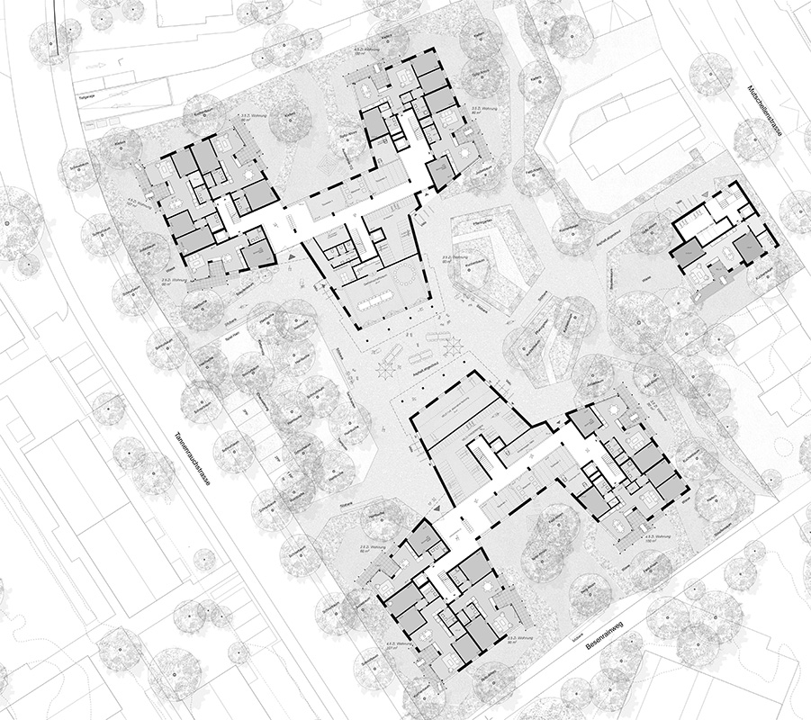 2. Rang: «Kipos», von Michael Meier und Marius Hug Architekten mit Müller Illien Landschaftsarchitekten, Grundriss EG.