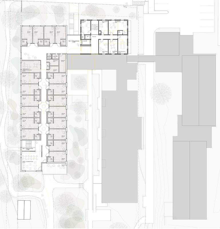 3. Rang: «Gilberte» von Stump &amp; Schibli Architekten. Obergeschoss mit langen Gängen.