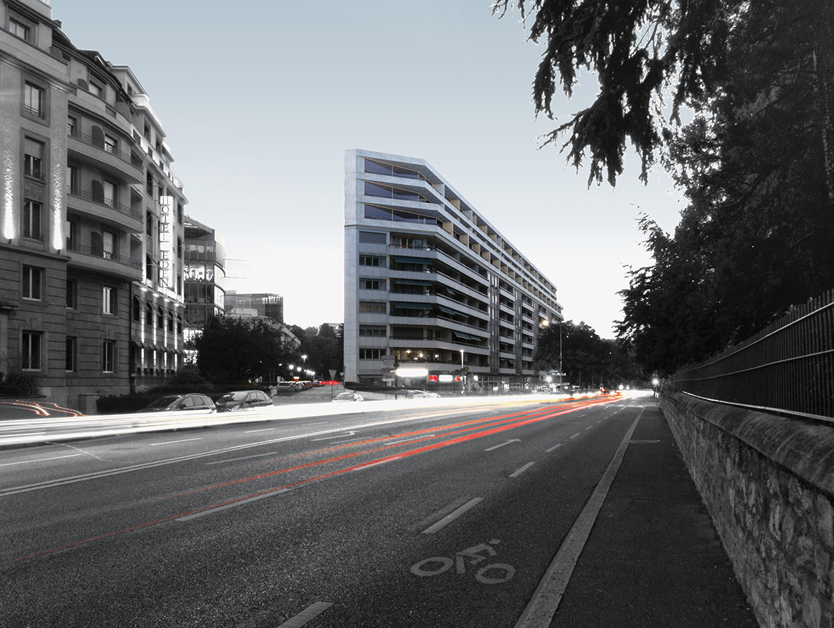 Aufstockung eines Gebäudes an der Rue de Lausanne in Genf (Architektur: Lacroix Chessex): Die Qualität des Siegerprojekts überzeugte den Kanton, eine Ausnahmebewilligung für eine höhere Ausnutzung zu erteilen.